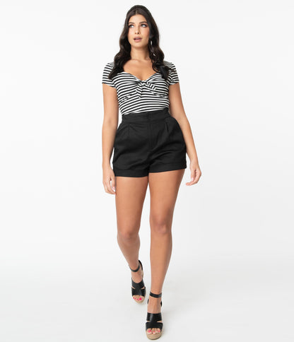 Unique Vintage Black High Waist Stella Shorts
