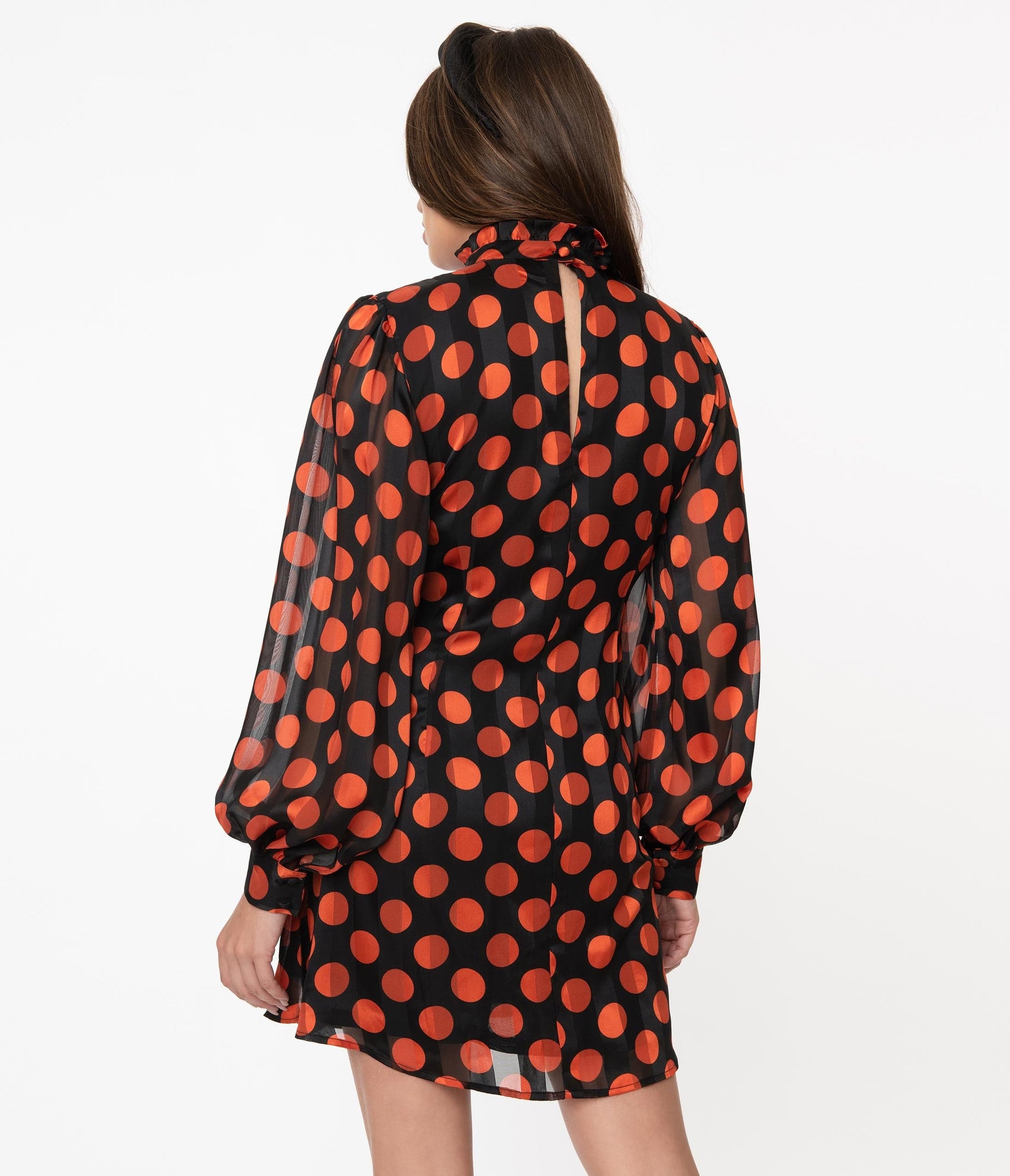 Smak Parlour Black & Orange Polka Dot Girl Talk Shift Dress