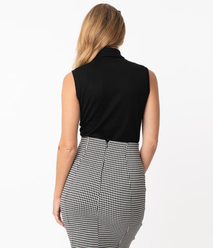 Retro Black Turtleneck Sleeveless Knit Sweater