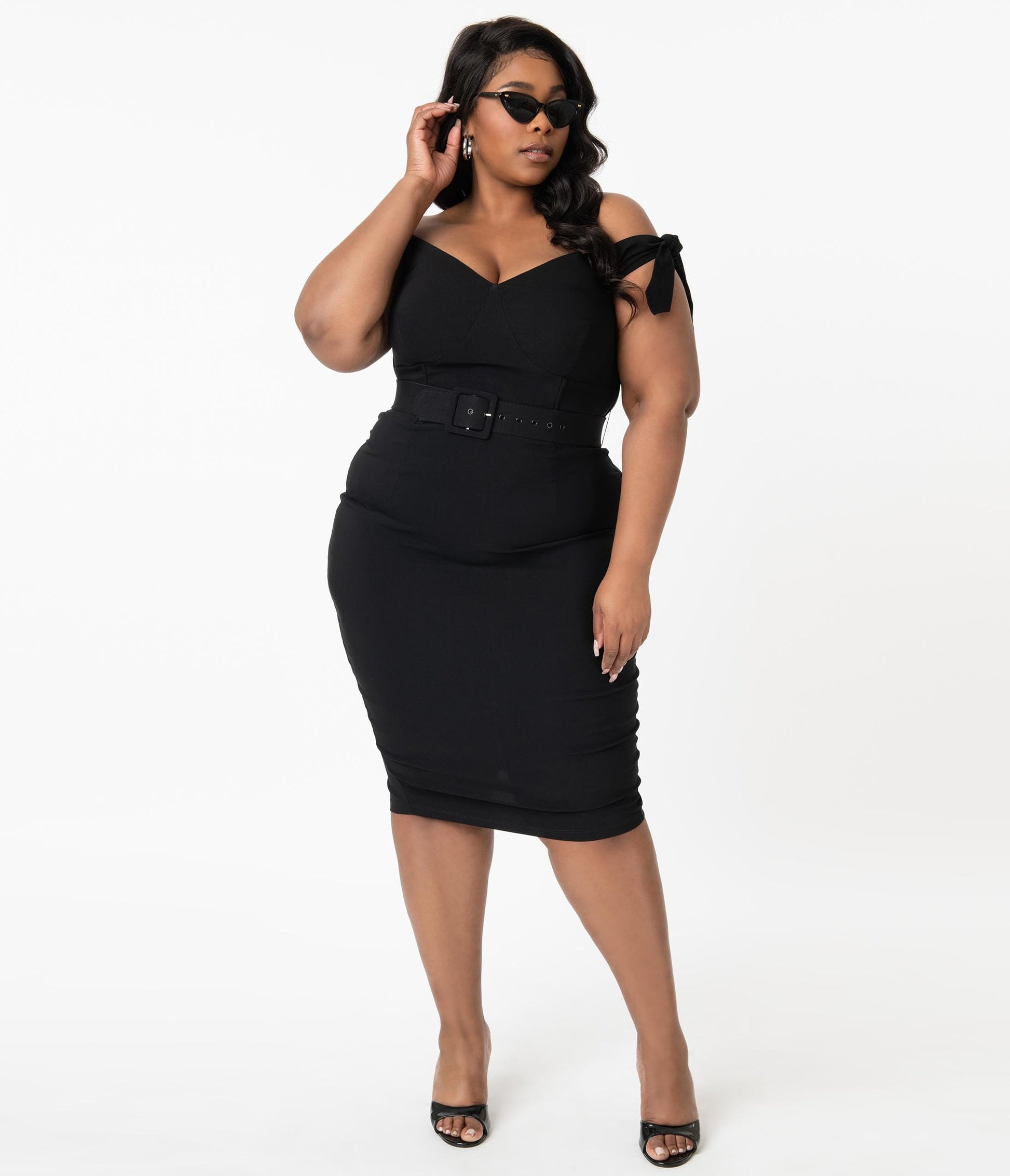 Unique Vintage Plus Size 1960s Black Connie Wiggle Dress