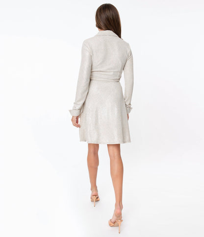 Smak Parlour Silver Champagne Free Spirit Wrap Dress