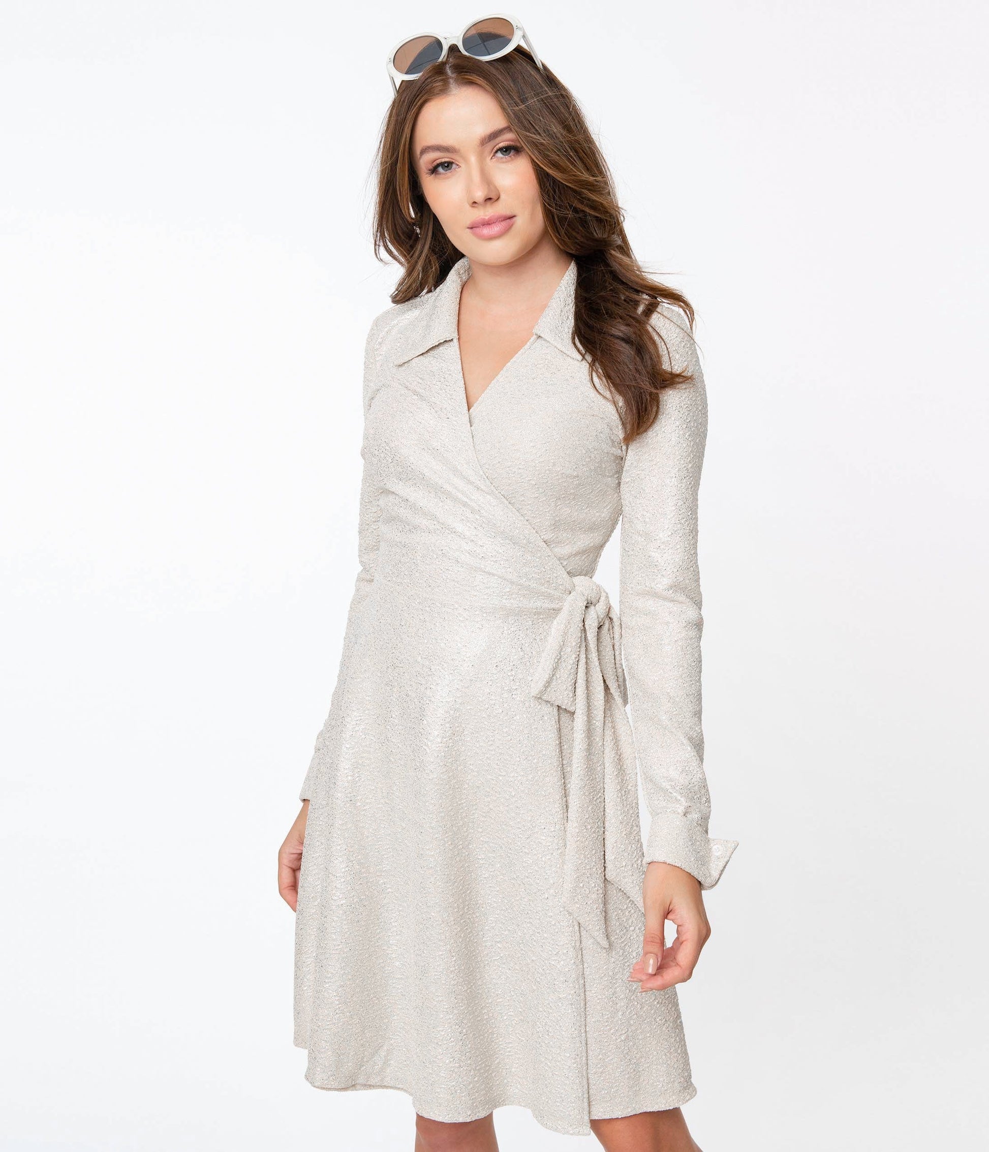 Smak Parlour Silver Champagne Free Spirit Wrap Dress