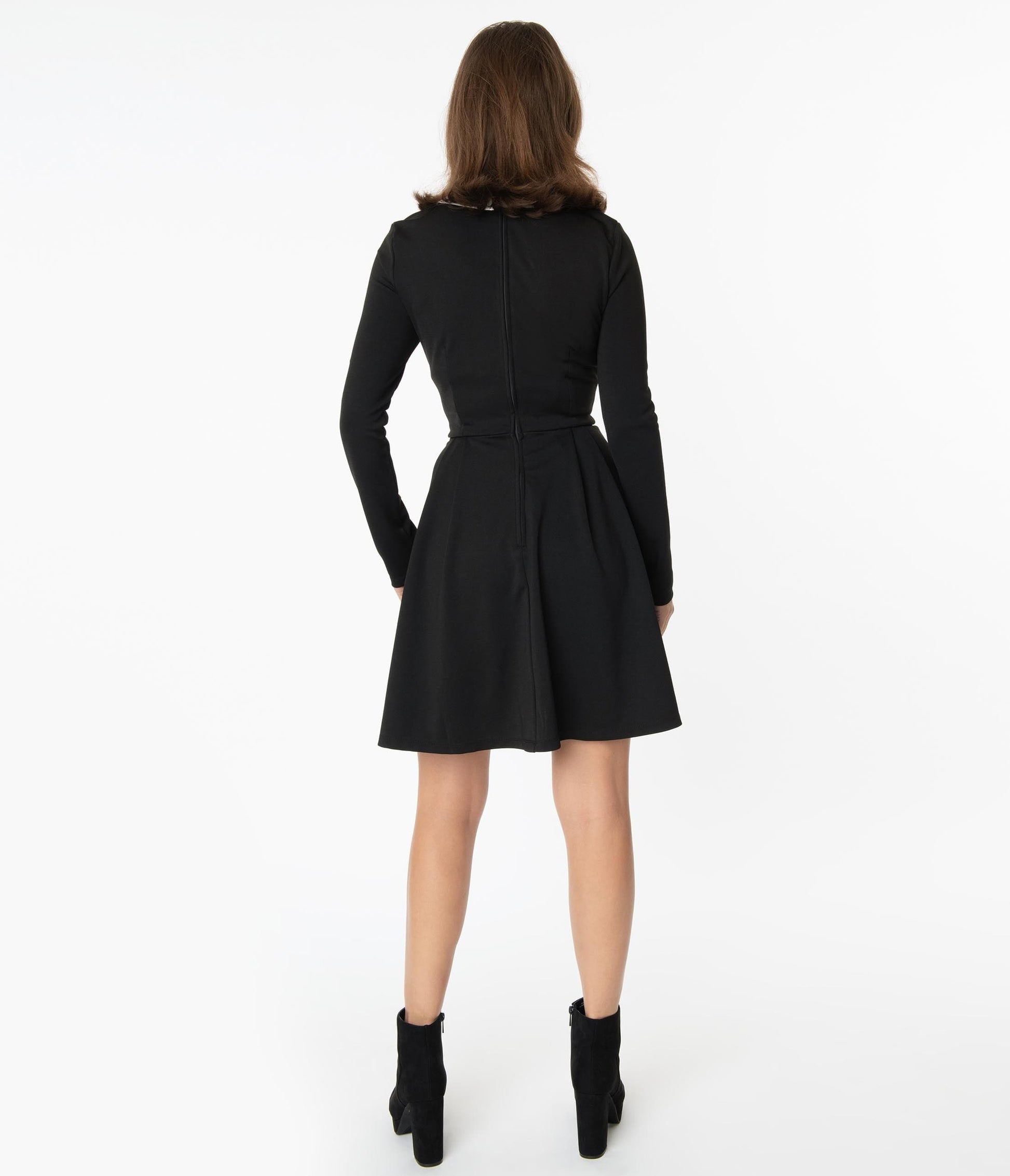 Smak Parlour Black & Houndstooth Bow Jet Setter Fit & Flare Dress