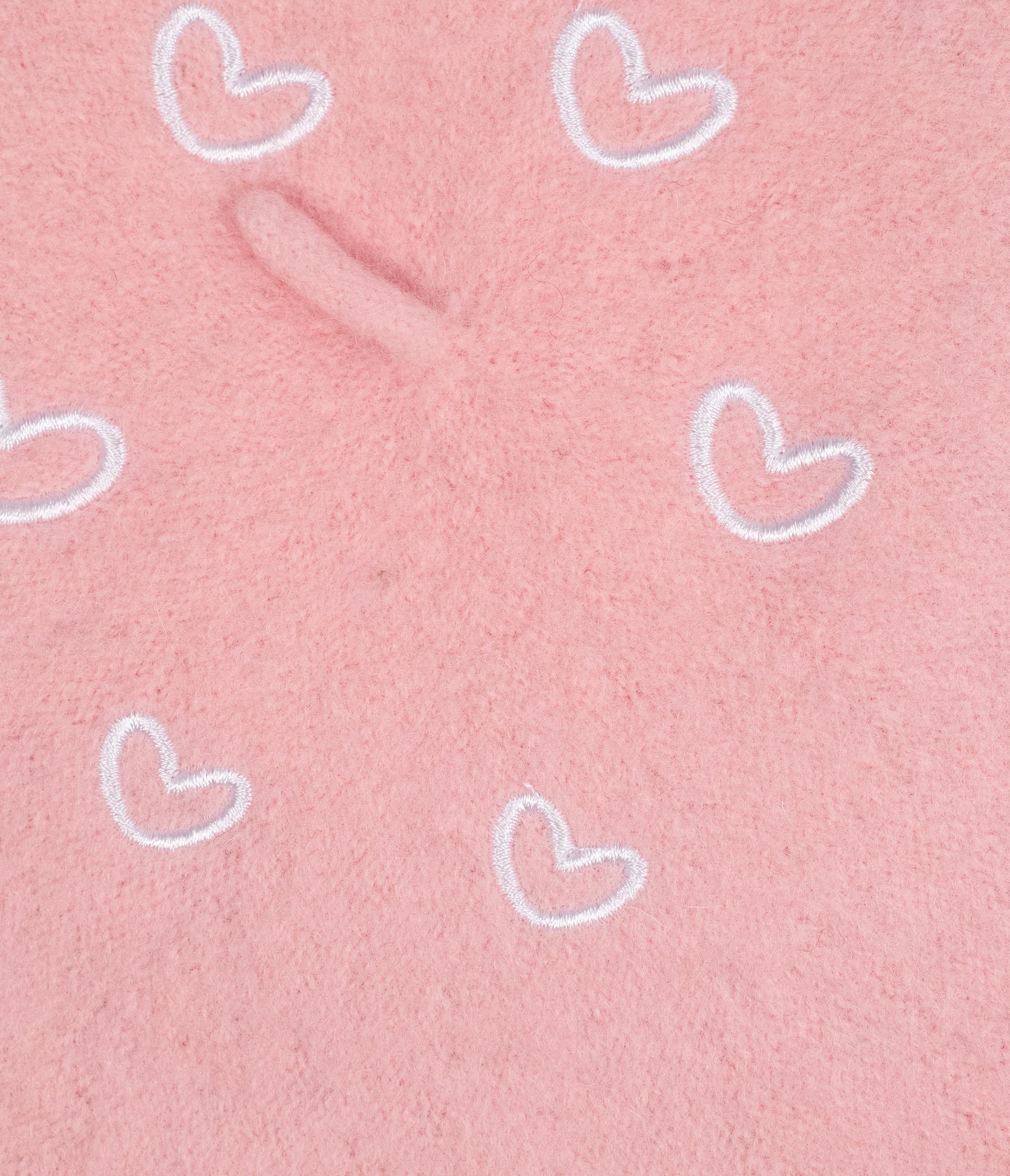 Pink & White Embroidered Hearts Beret