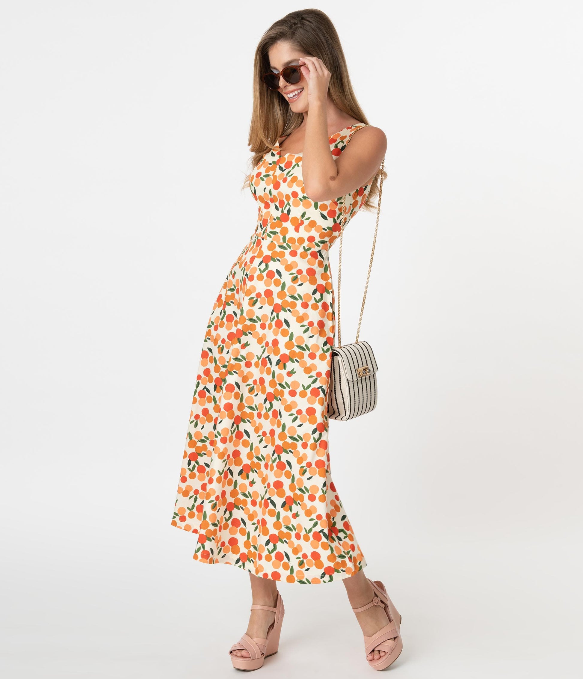 Emily & Fin Summer Oranges Print Margot Midi Dress