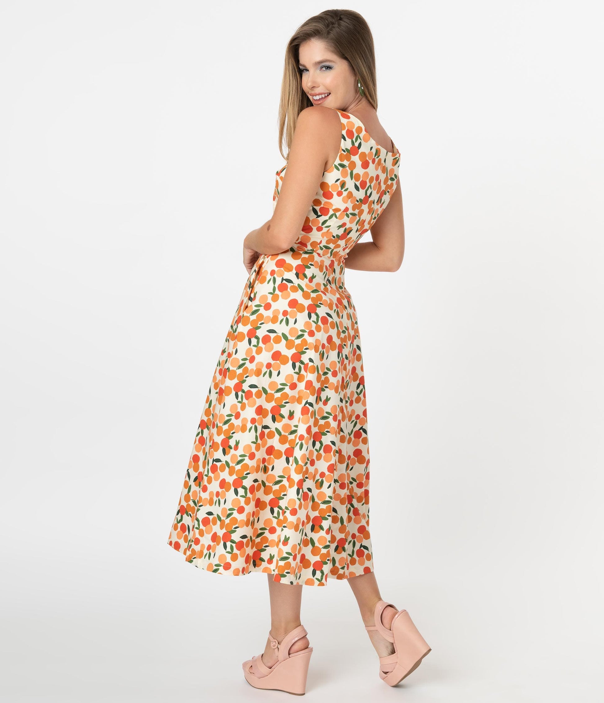 Emily & Fin Summer Oranges Print Margot Midi Dress