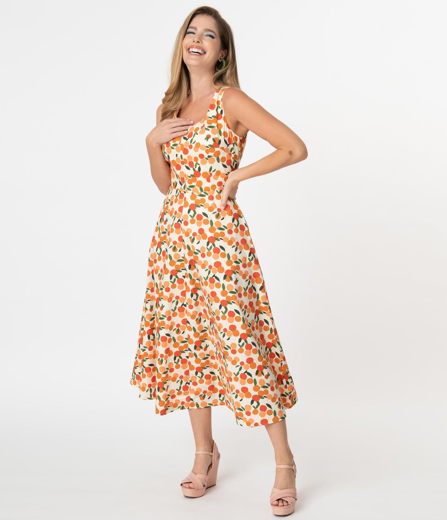 Emily & Fin Summer Oranges Print Margot Midi Dress