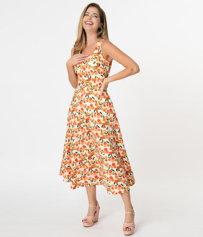Emily & Fin Summer Oranges Print Margot Midi Dress