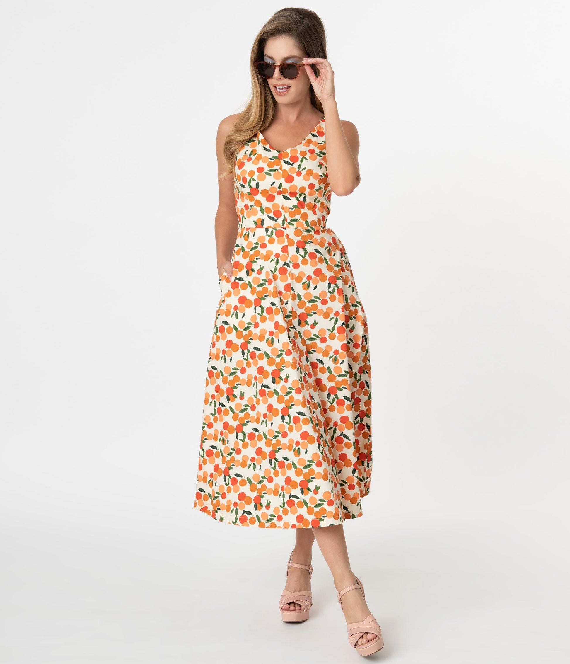 Emily & Fin Summer Oranges Print Margot Midi Dress