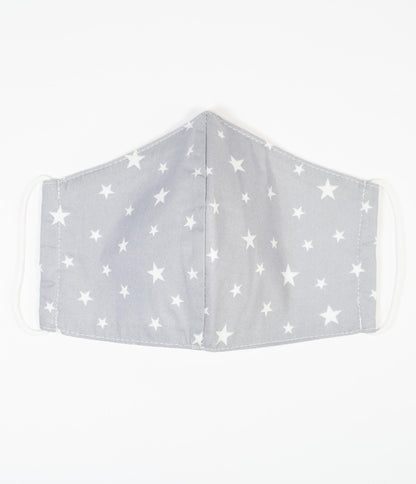 Magnolia Place Grey & White Stars Print Face Mask