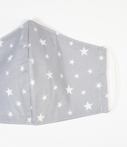 Magnolia Place Grey & White Stars Print Face Mask