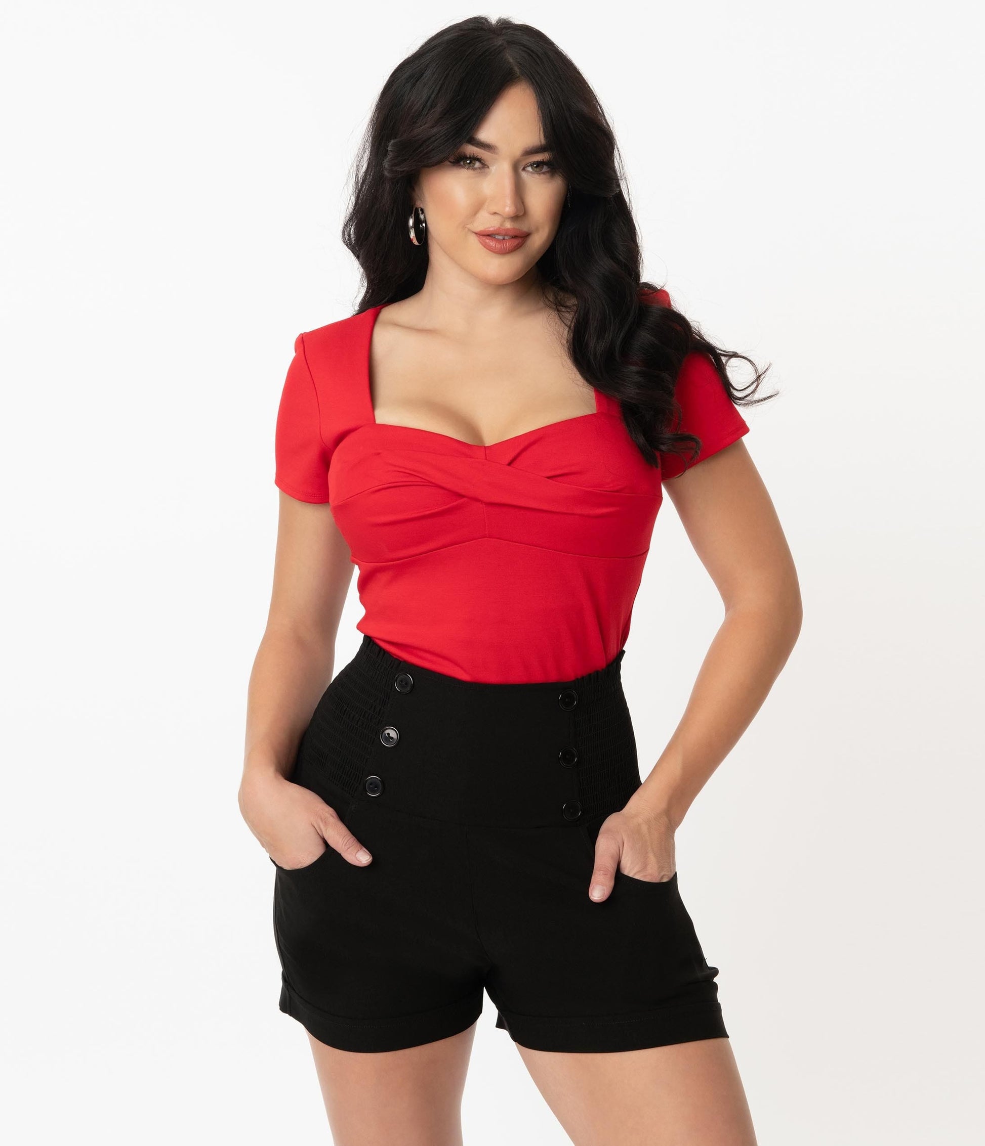 Unique Vintage Black Nautical High Waist Sandy Shorts
