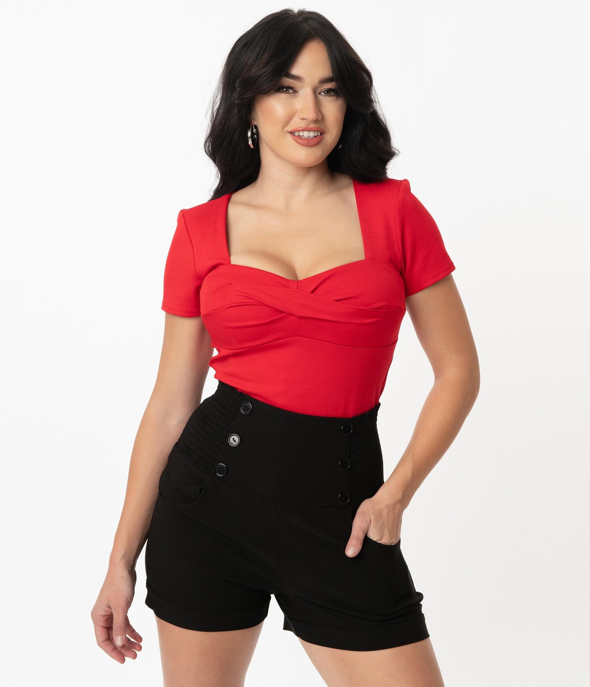 Unique Vintage Black Nautical High Waist Sandy Shorts