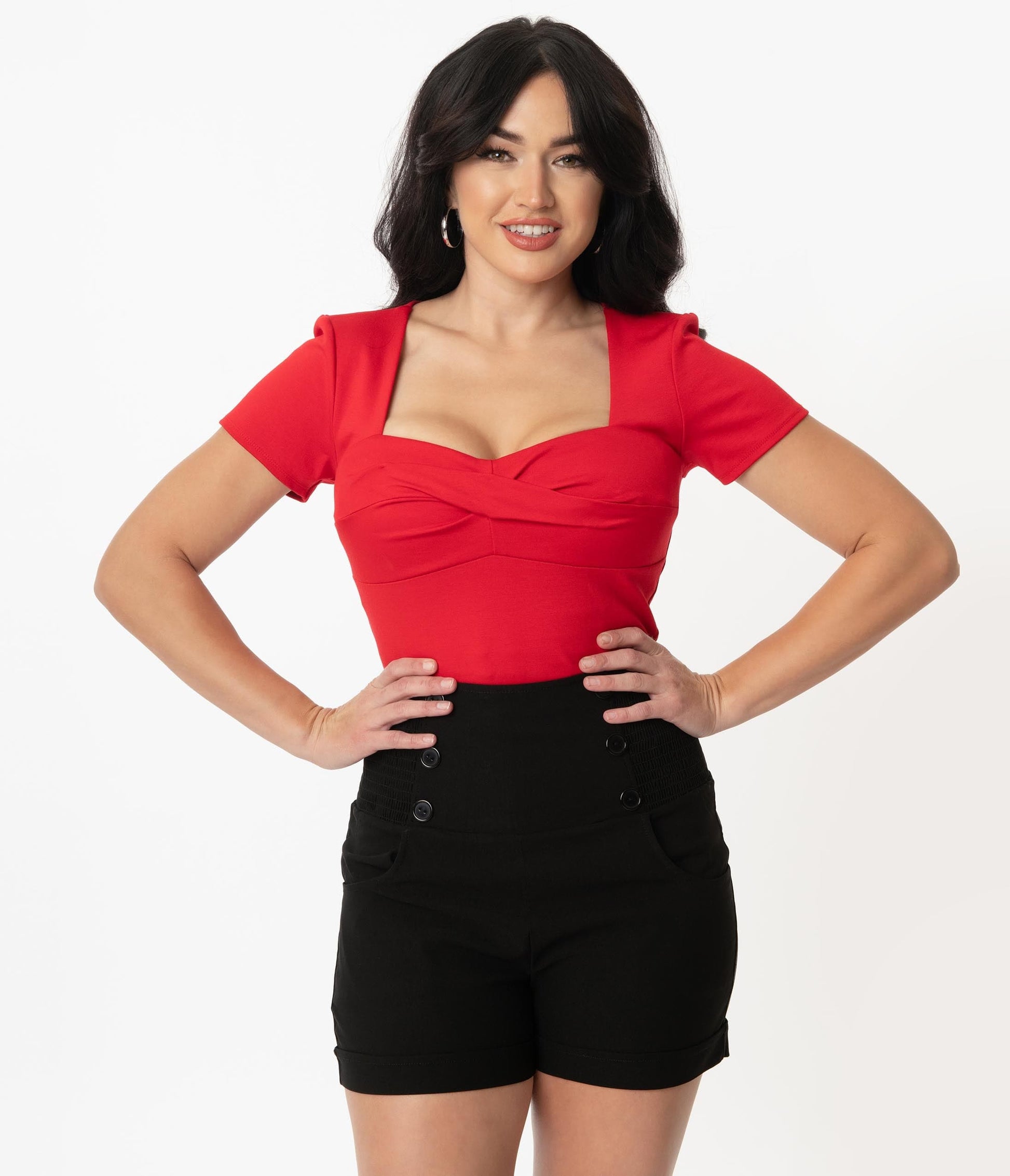 Unique Vintage Black Nautical High Waist Sandy Shorts