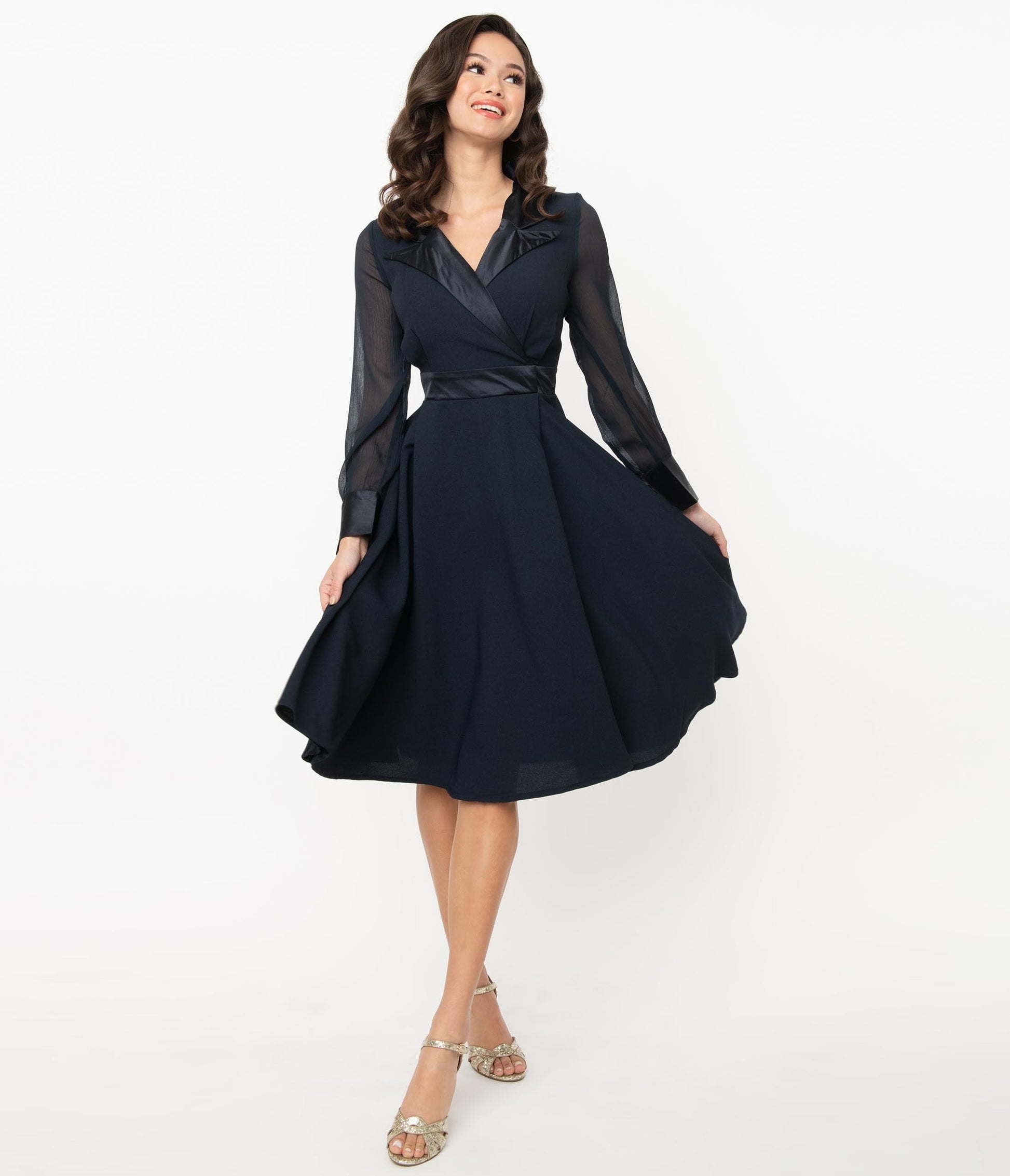 Navy Blue Polly Swing Dress