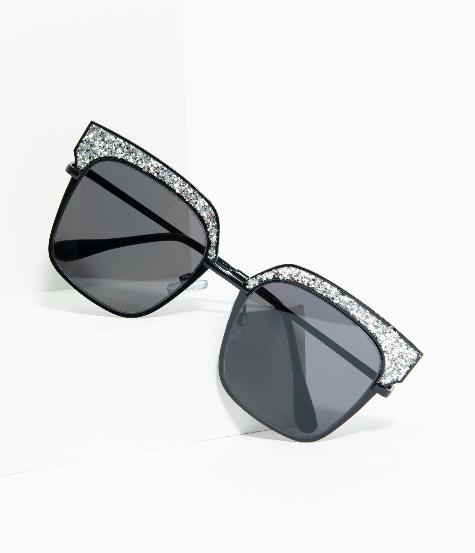 Black & Silver Sparkle Top Frame Sunglasses