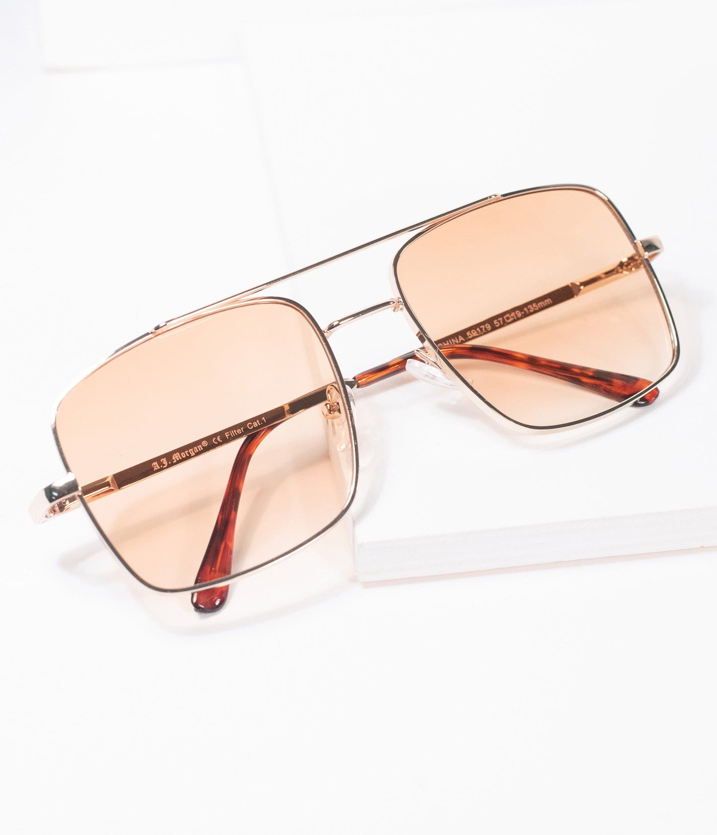 1970s Gold & Amber Square Issue Sunglasses