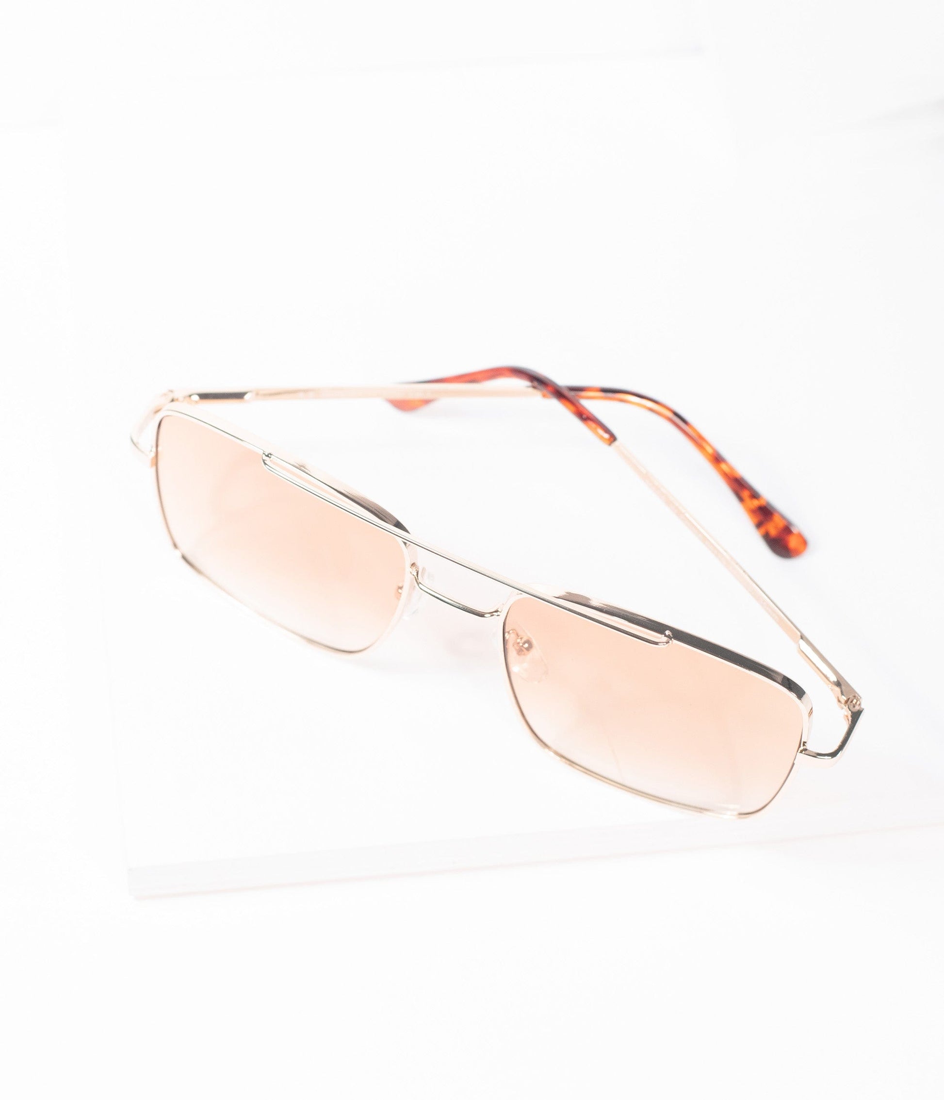 1970s Gold & Amber Square Issue Sunglasses