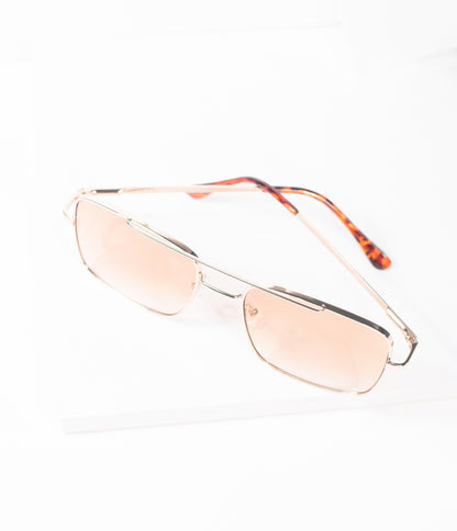 1970s Gold & Amber Square Issue Sunglasses