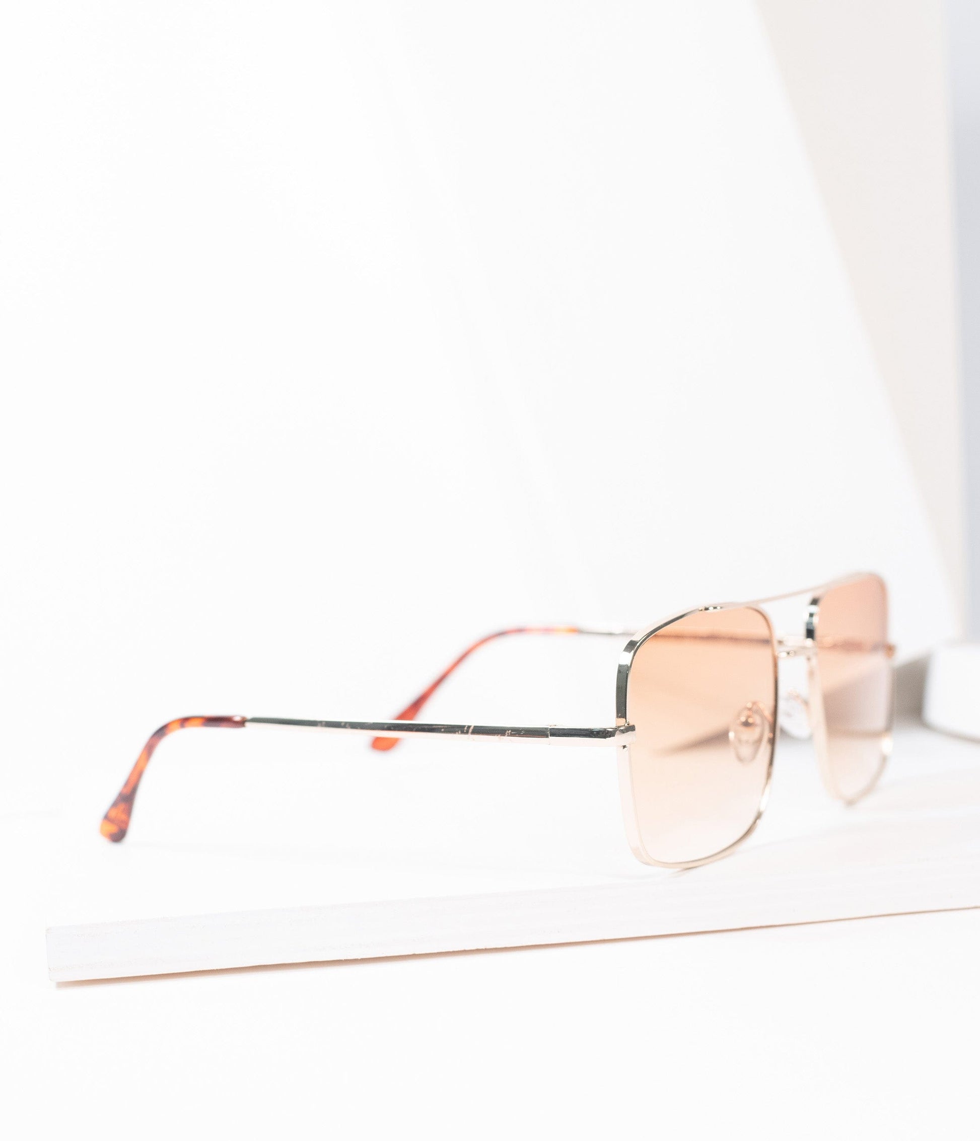 1970s Gold & Amber Square Issue Sunglasses