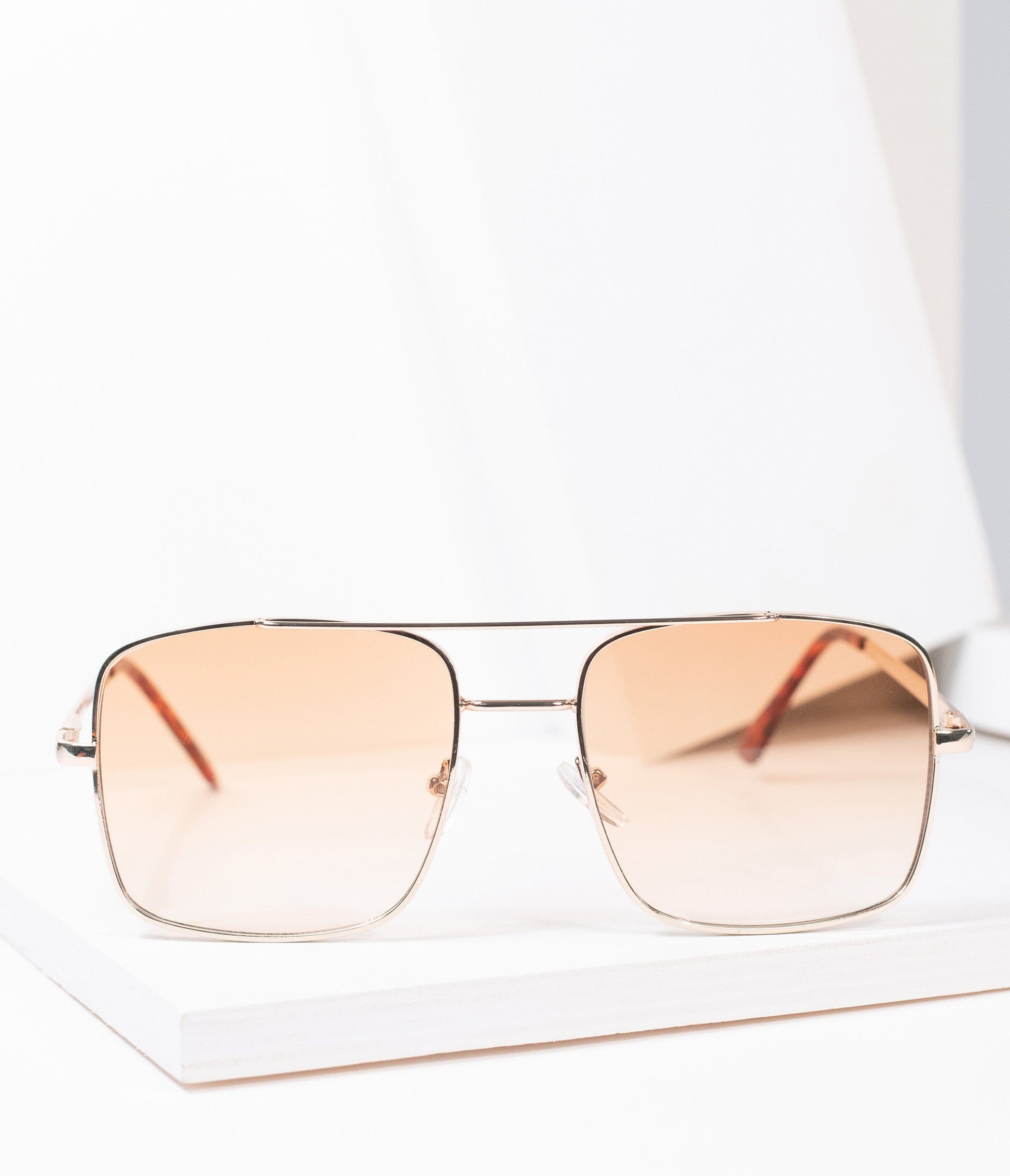 1970s Gold & Amber Square Issue Sunglasses