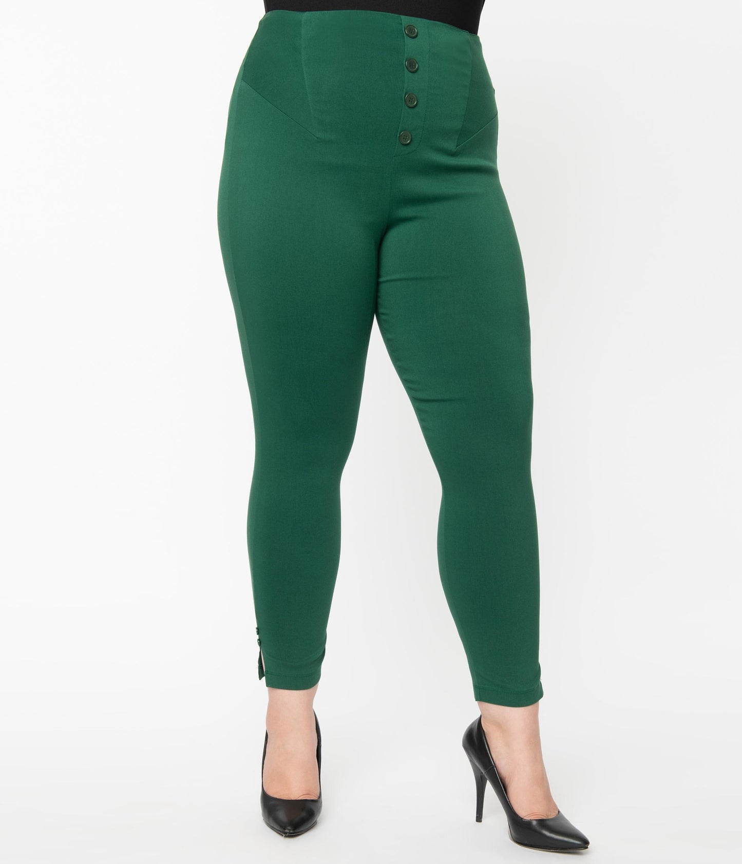 1960s Unique Vintage Plus Size Green High Waist Melody Pants