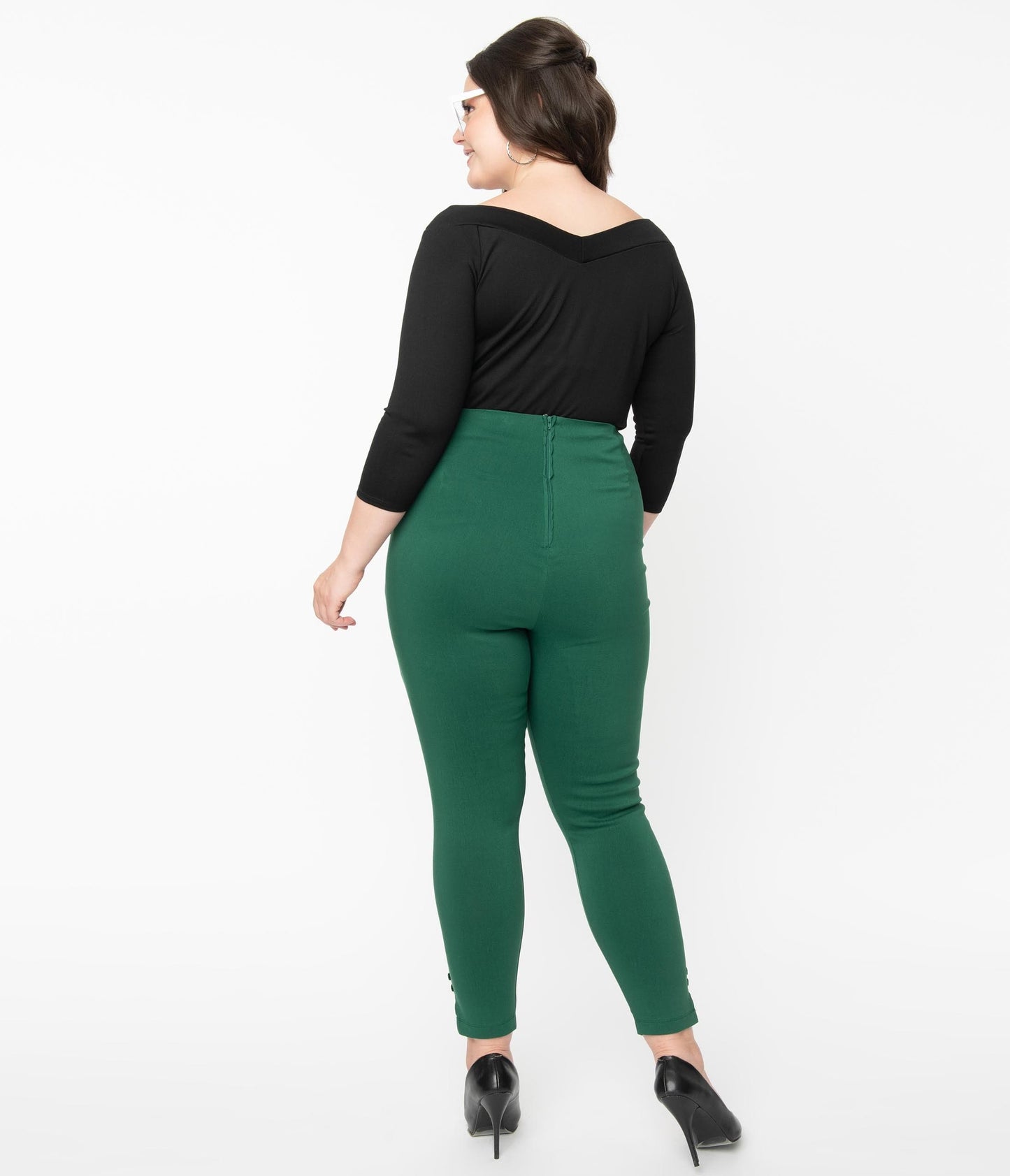 1960s Unique Vintage Plus Size Green High Waist Melody Pants