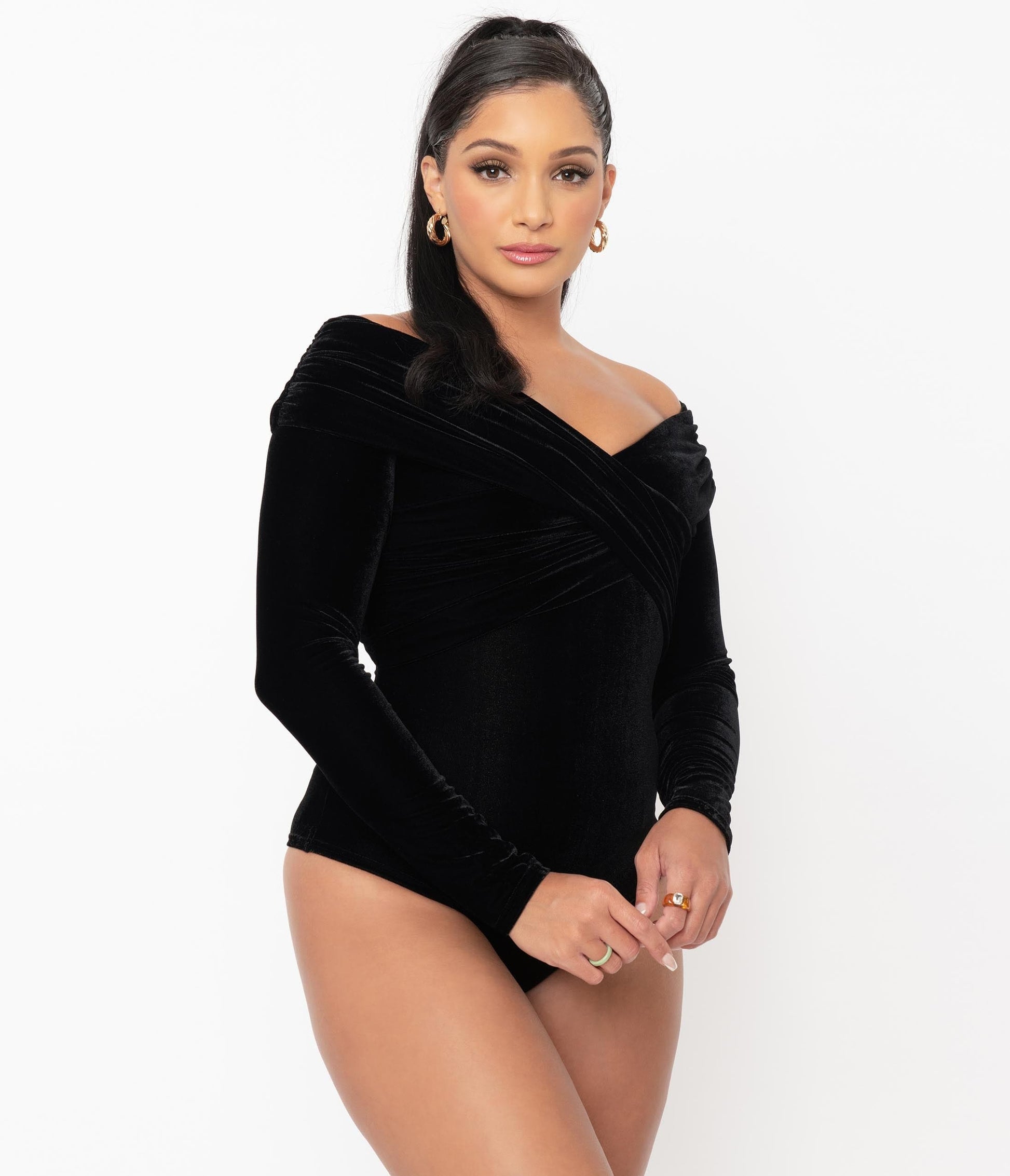 1950s Unique Vintage Black Velvet Saturday Night Bodysuit
