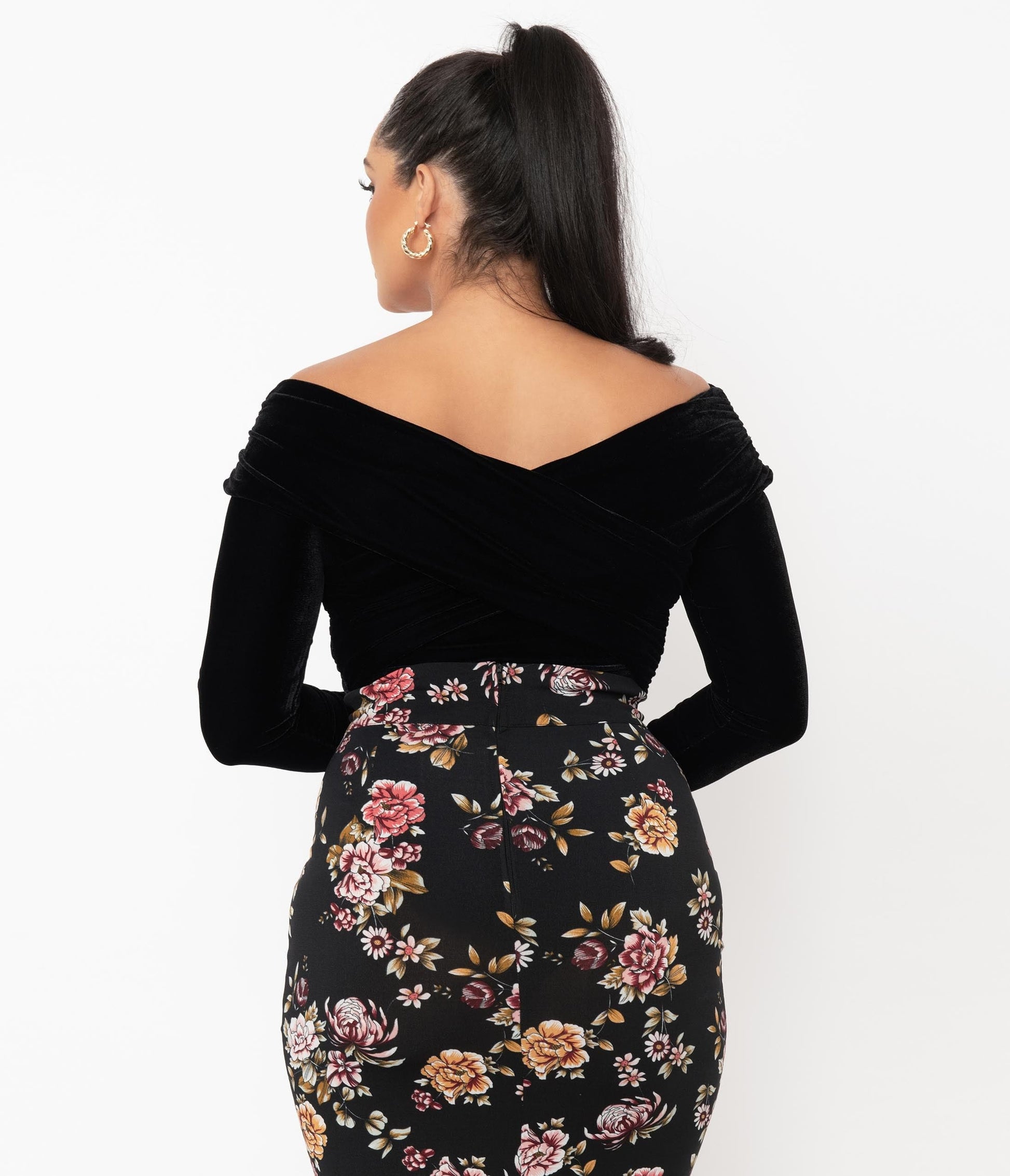 1950s Unique Vintage Black Velvet Saturday Night Bodysuit