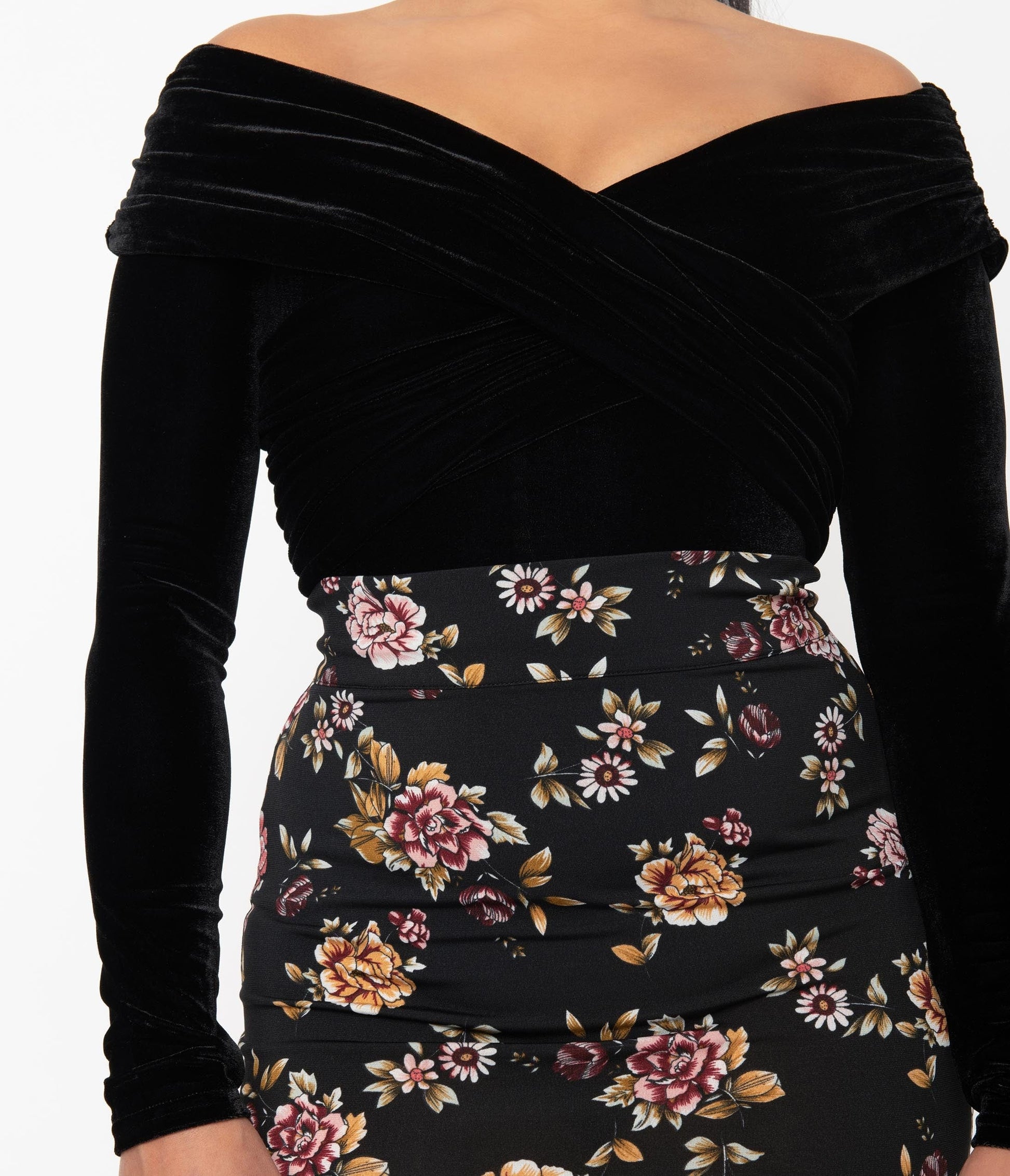 1950s Unique Vintage Black Velvet Saturday Night Bodysuit