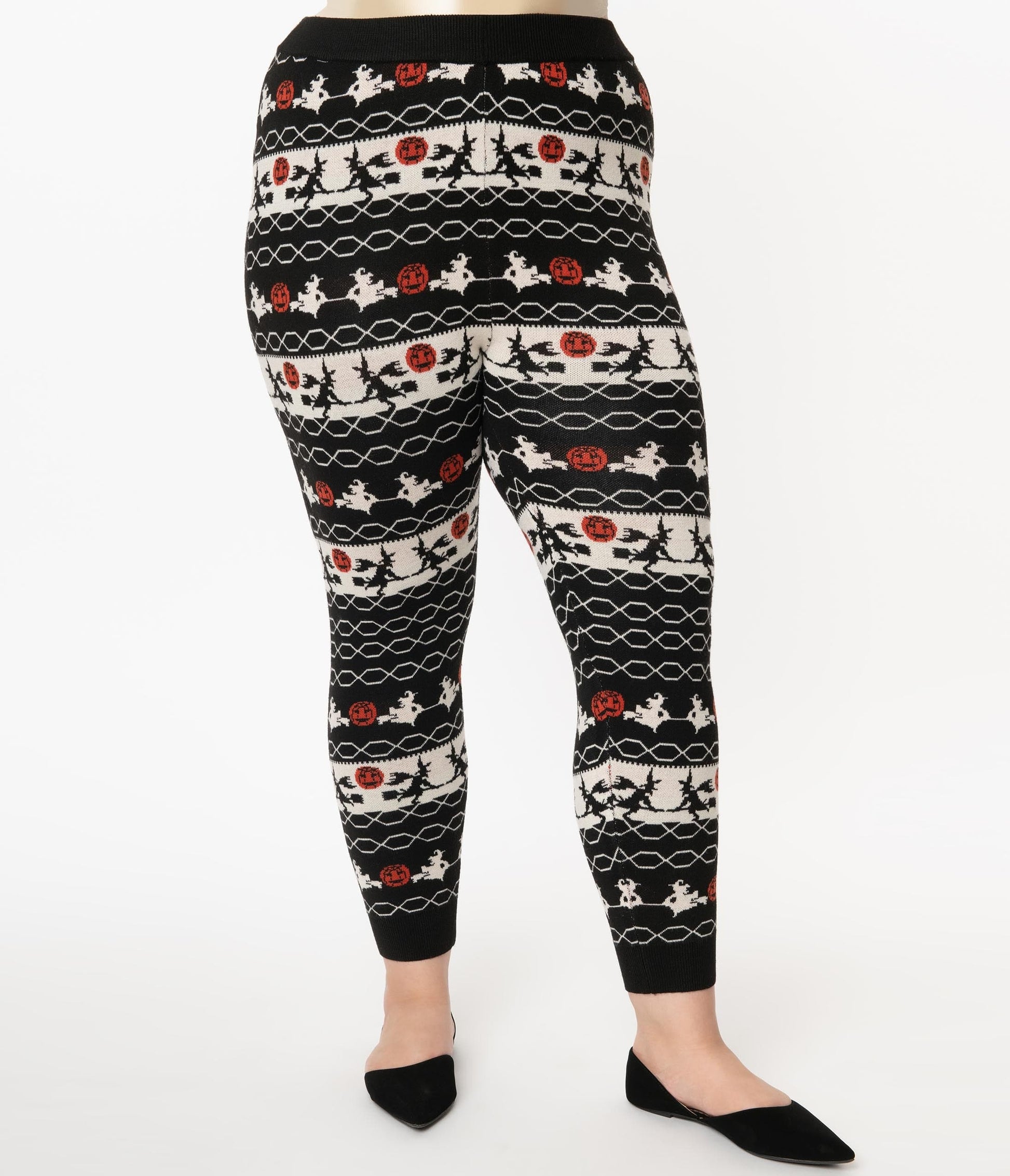 Unique Vintage Plus Size Halloween Fair Isle Sycamore Knit Leggings