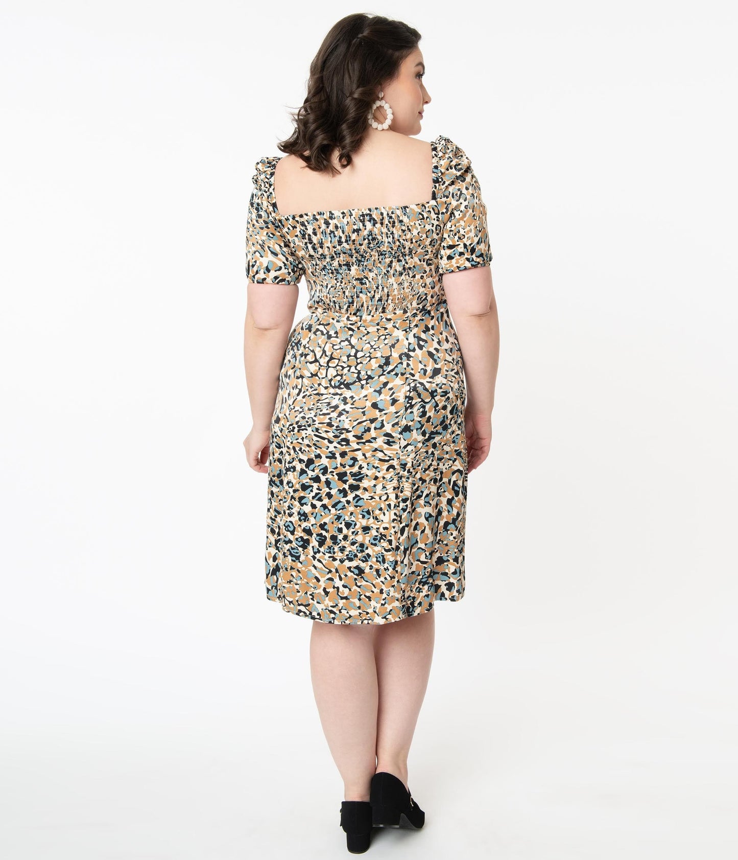 Plus Size 1970s Style Multicolor Leopard Print Athena Shift Dress