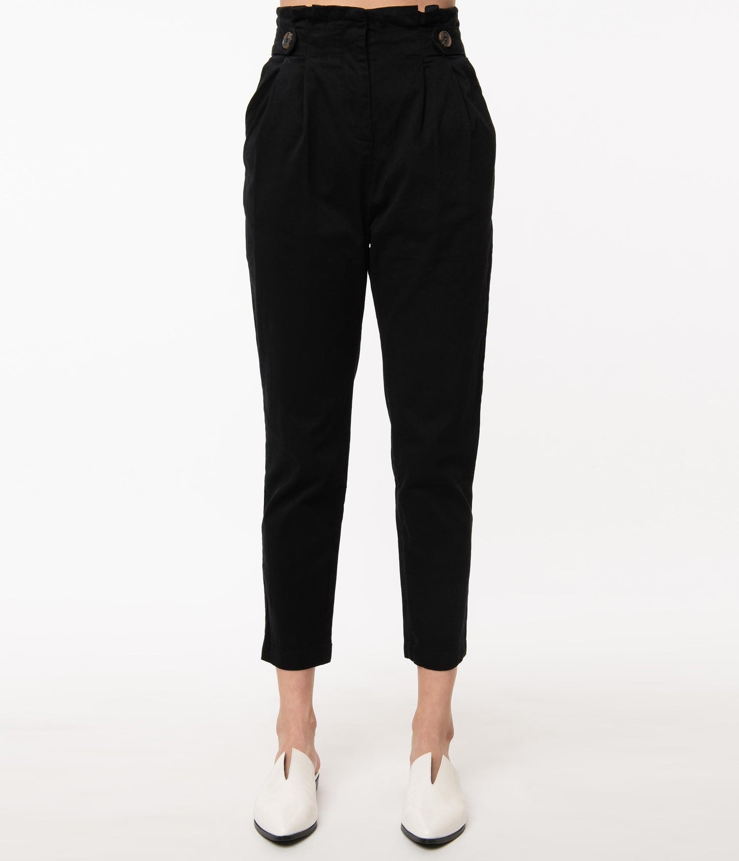 1960s Style Black High Waist Crop Pants