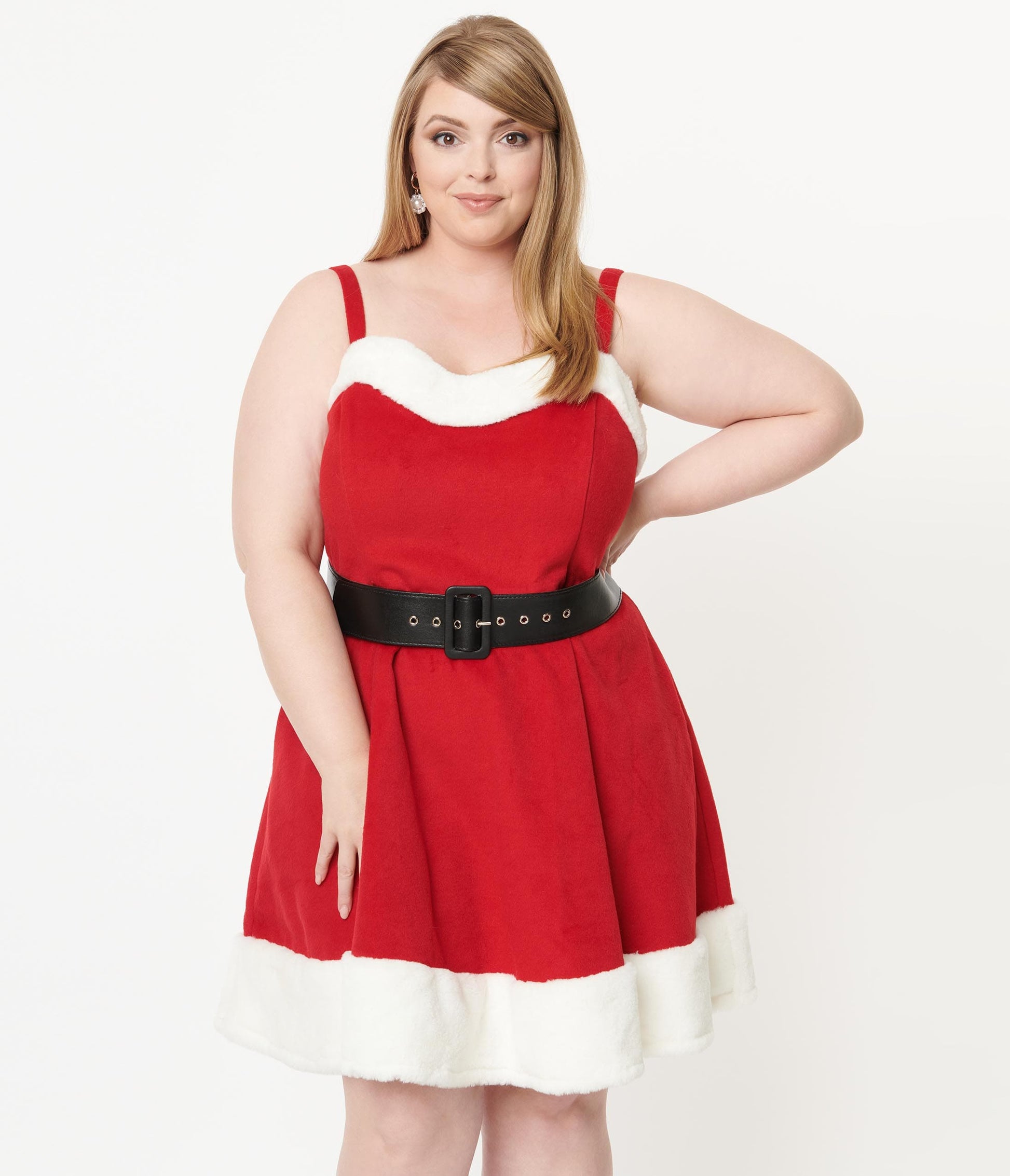 Unique Vintage Plus Size Red & White Glennie Fit & Flare Dress