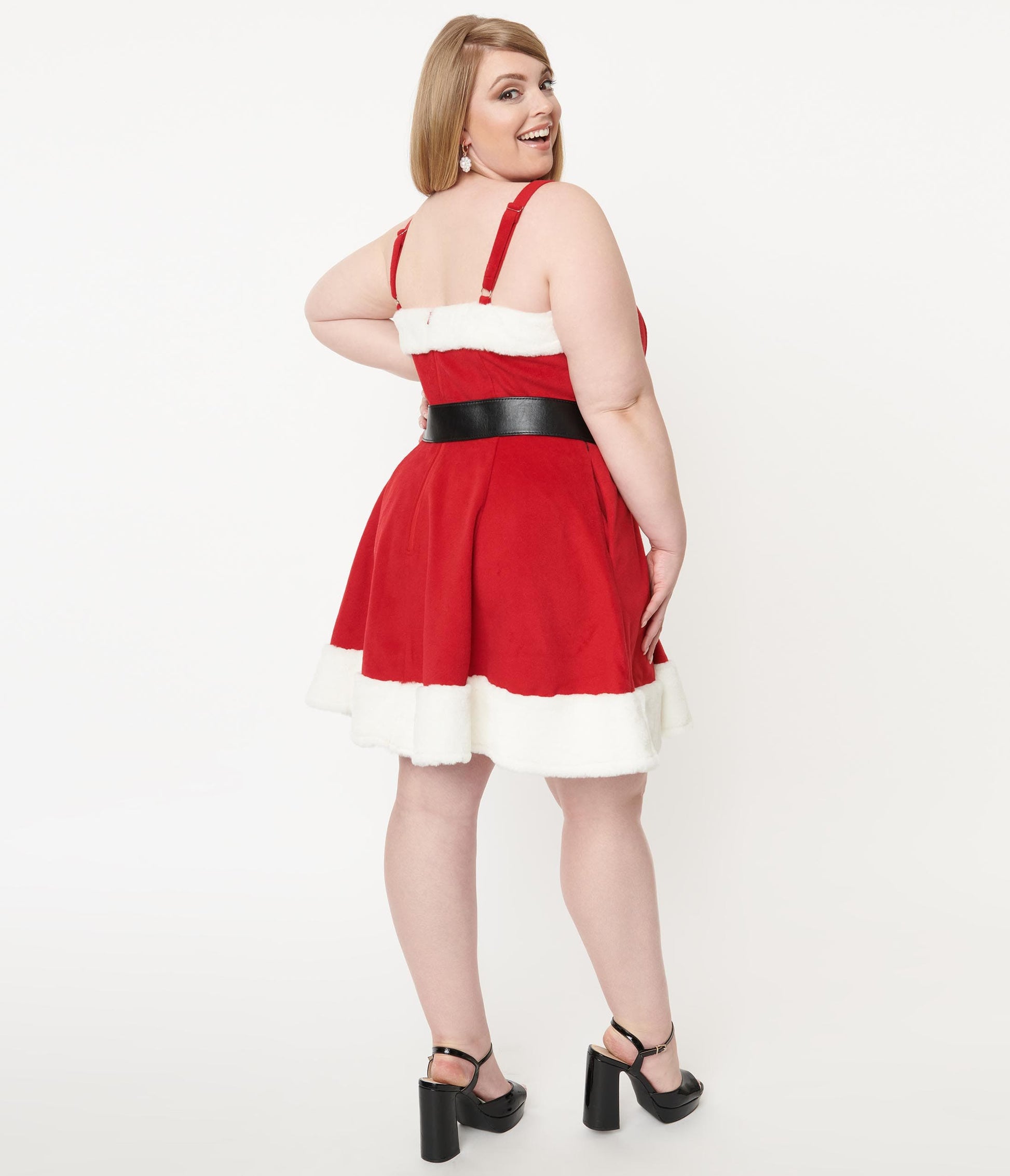 Unique Vintage Plus Size Red & White Glennie Fit & Flare Dress