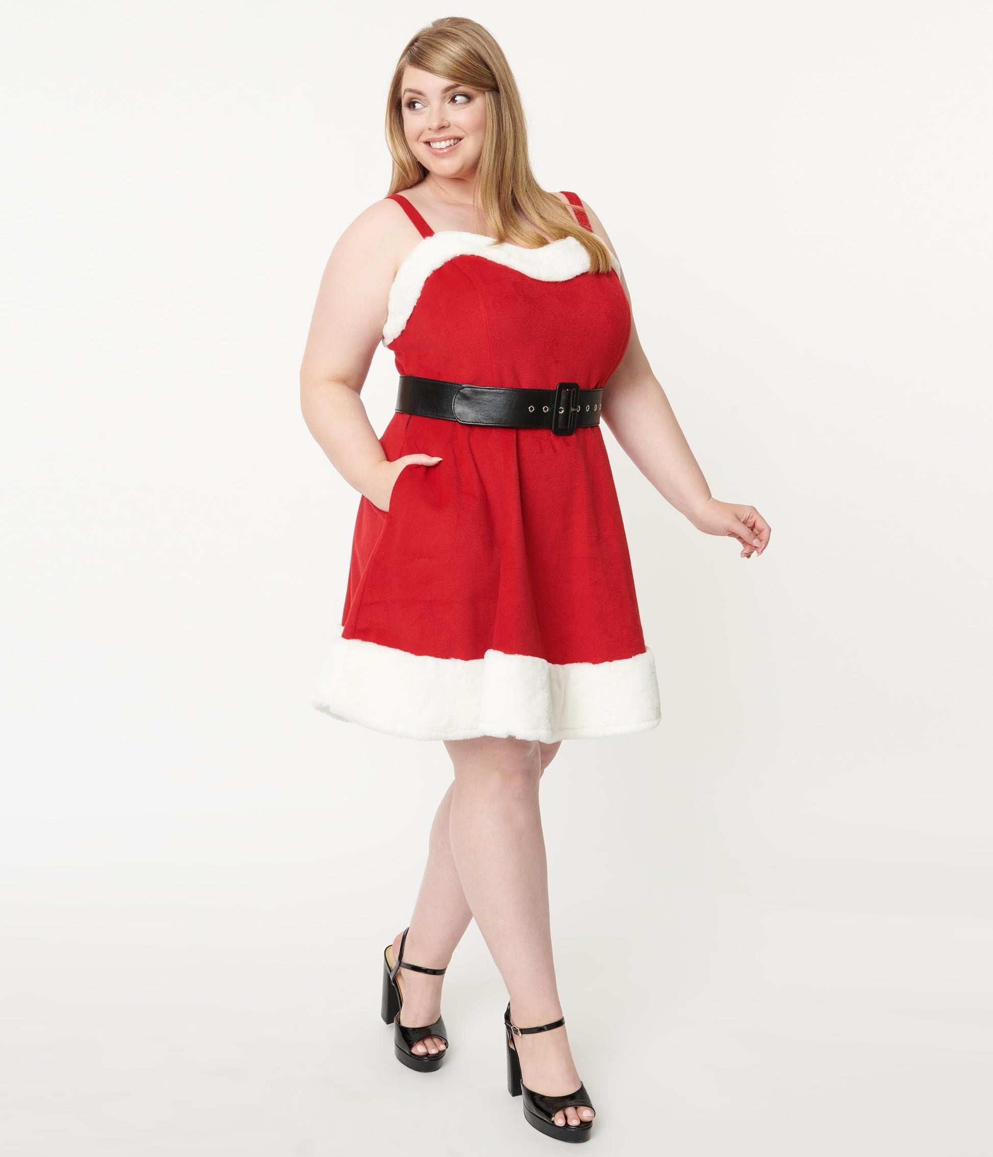 Unique Vintage Plus Size Red & White Glennie Fit & Flare Dress