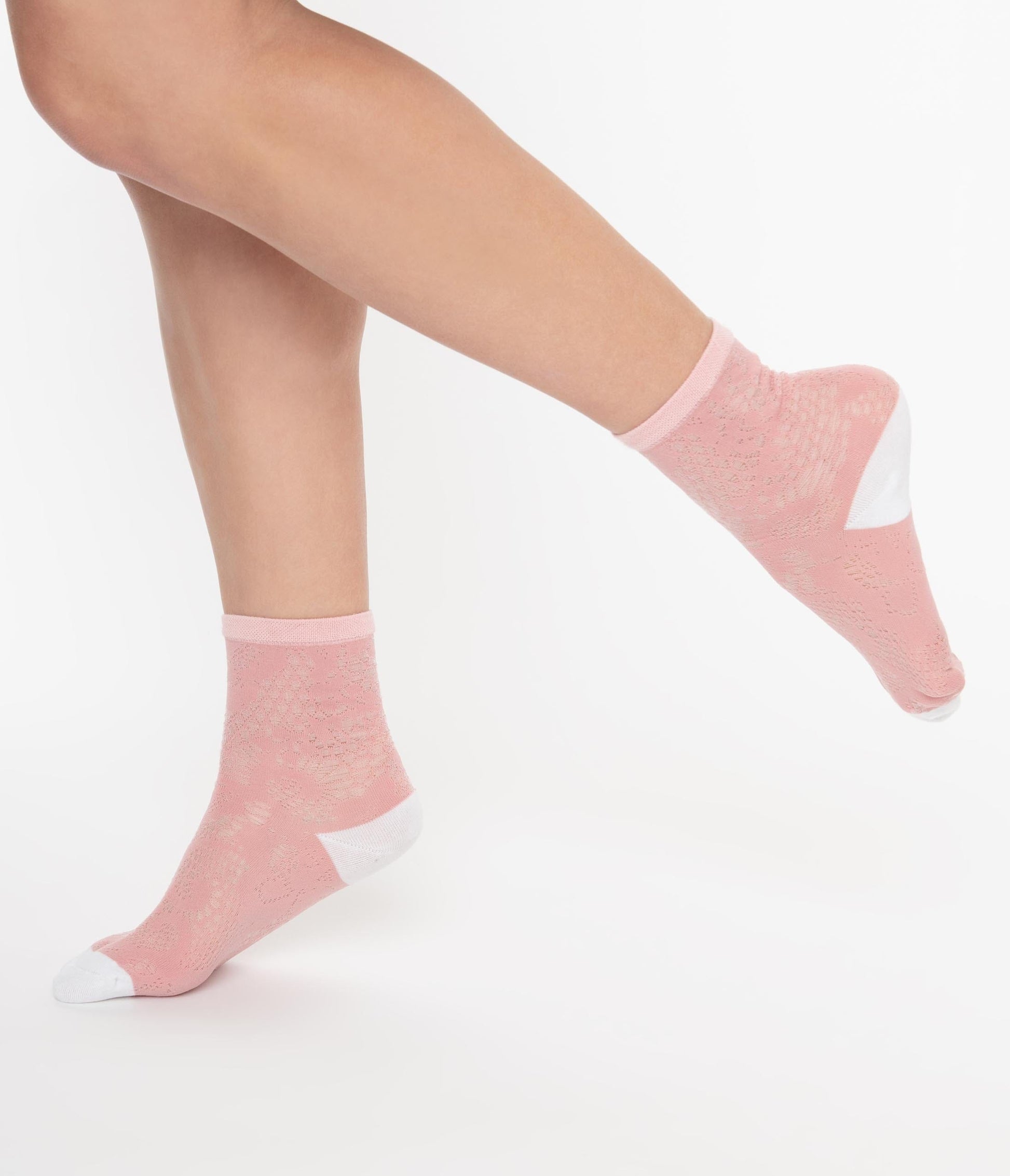 Vintage Style Pink Lace Sheer Ankle Socks