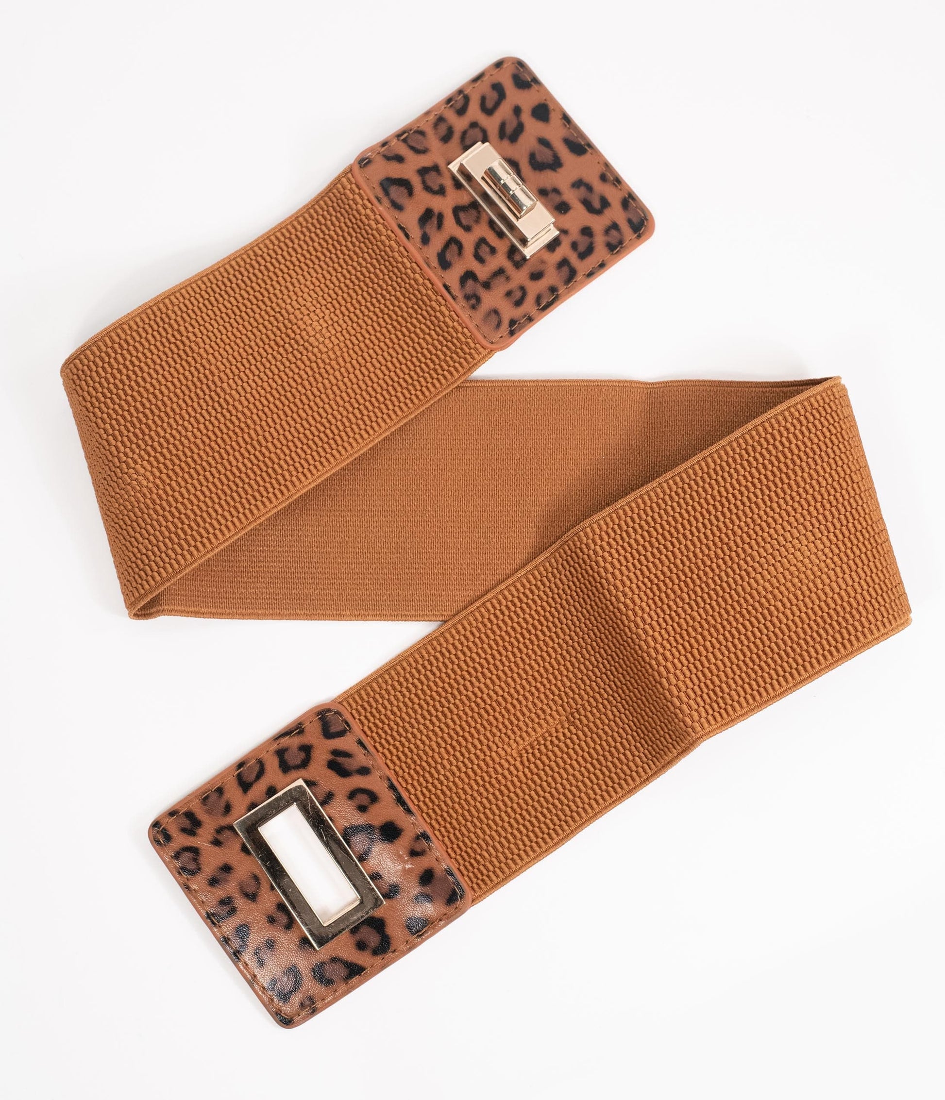 1970s Brown Leopard Elastic Cinch Belt