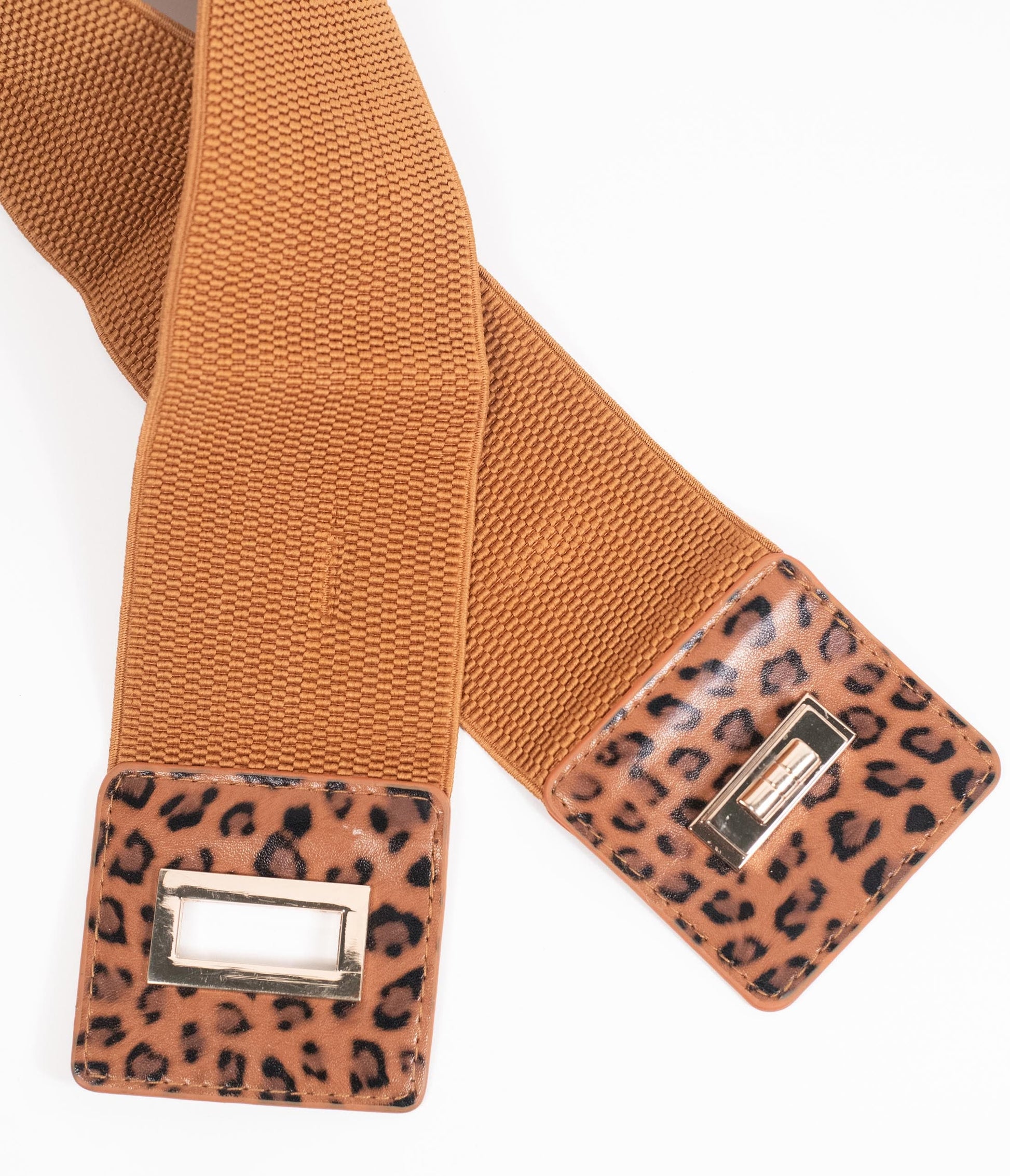1970s Brown Leopard Elastic Cinch Belt