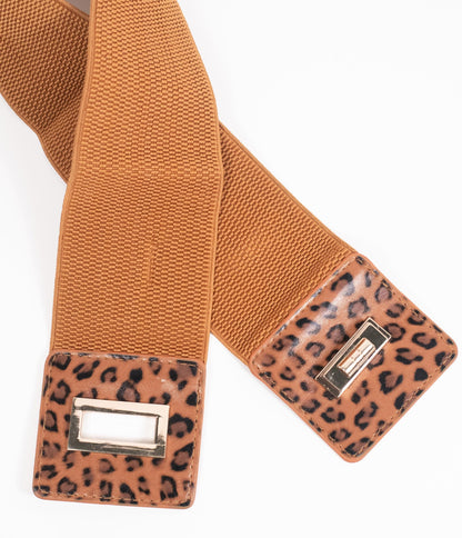1970s Brown Leopard Elastic Cinch Belt