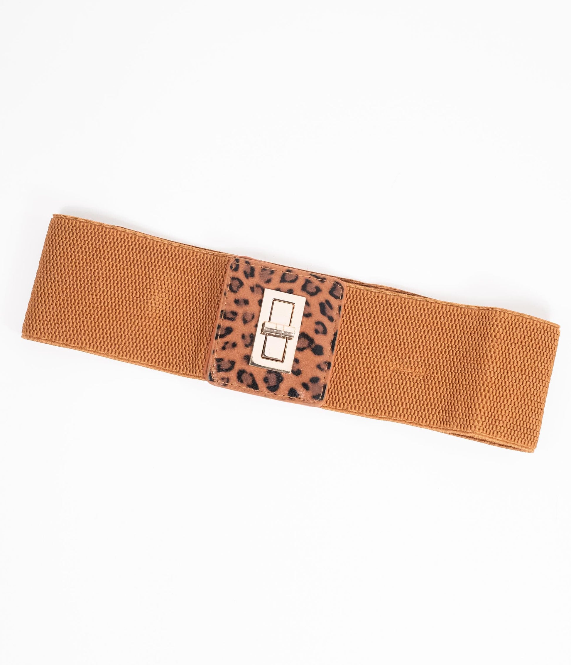1970s Brown Leopard Elastic Cinch Belt