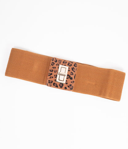 1970s Brown Leopard Elastic Cinch Belt