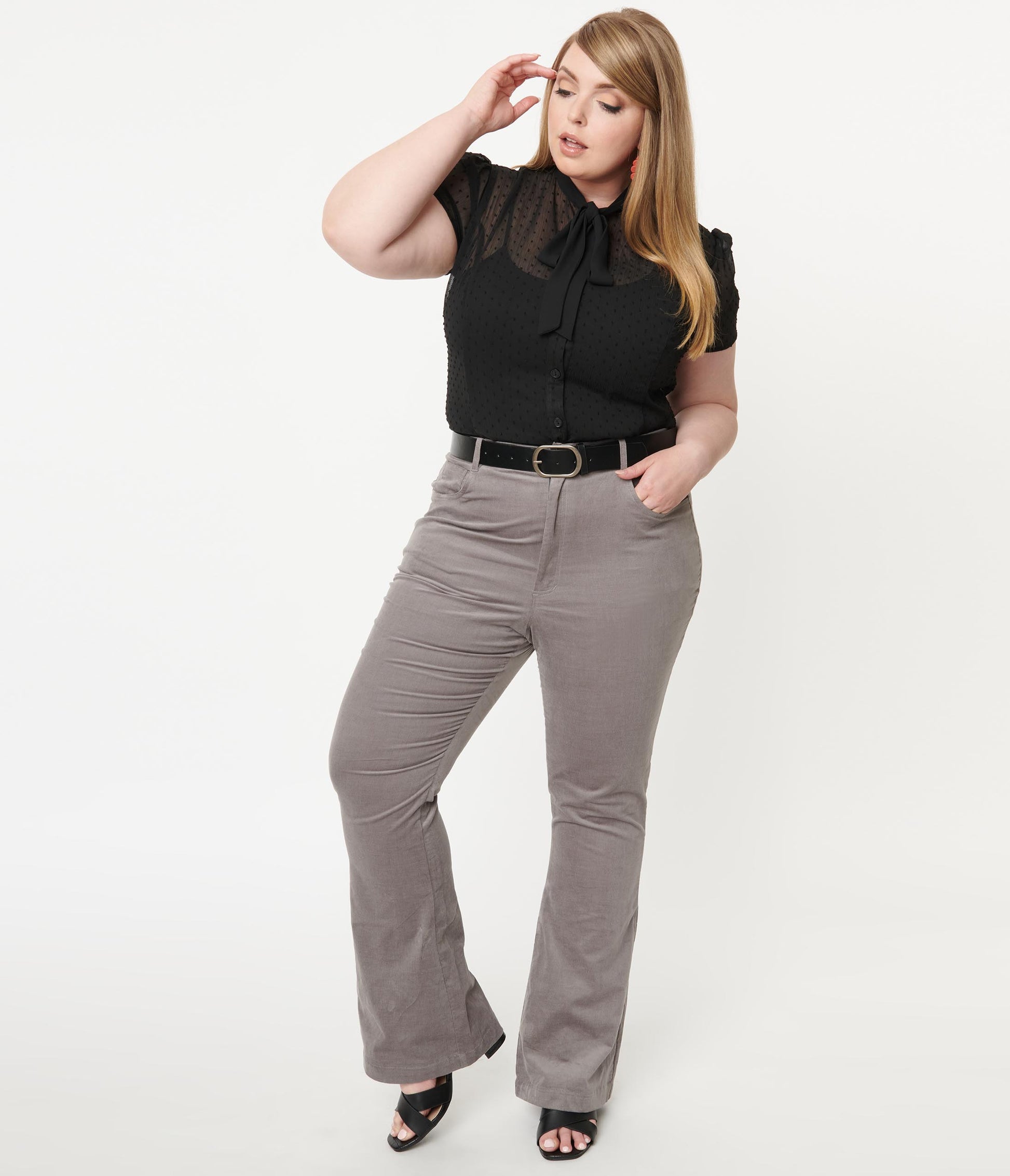 1970s Unique Vintage Plus Size Grey Corduroy Tyler Pants