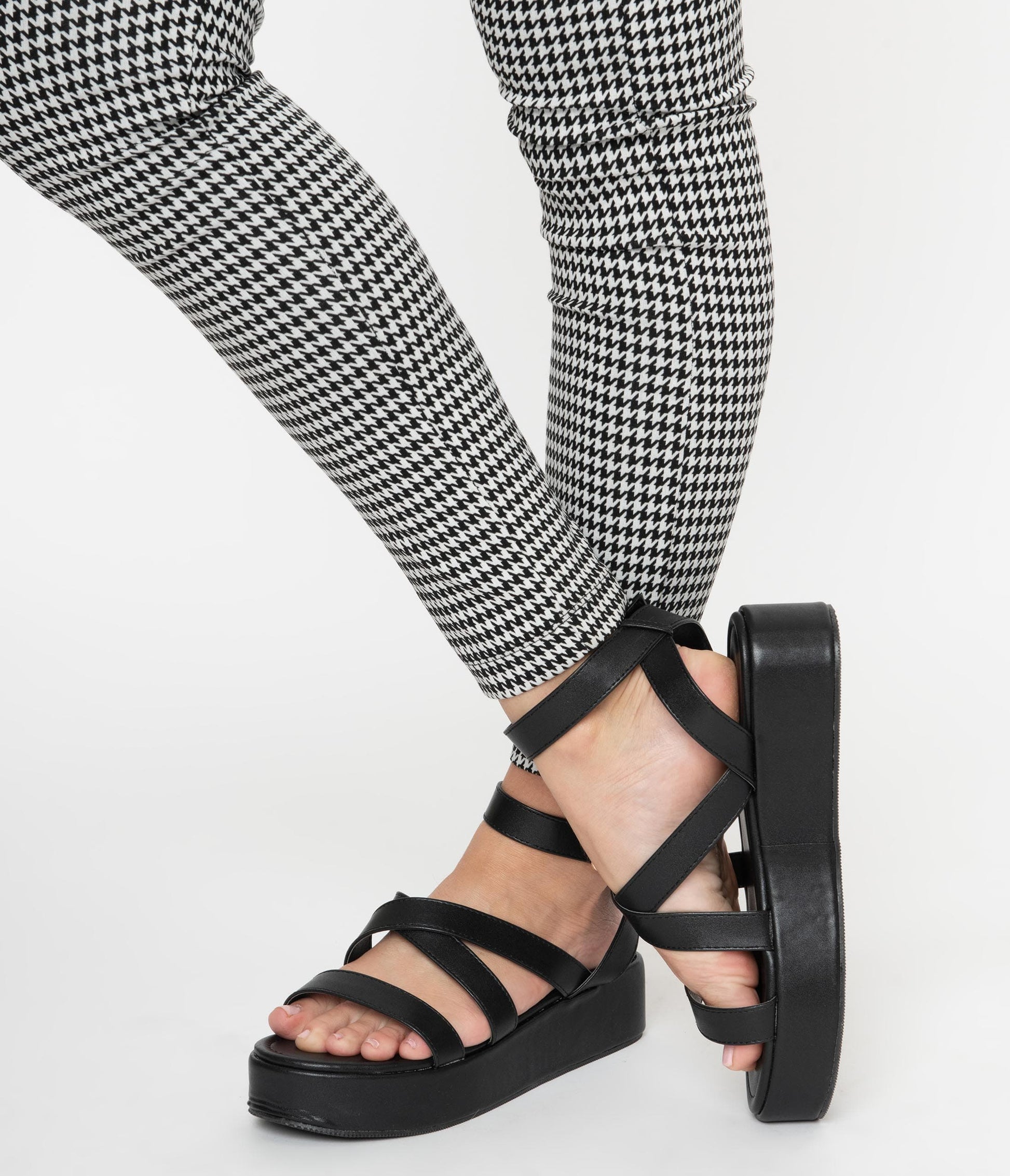 1980s Black Leatherette Platform Sandals
