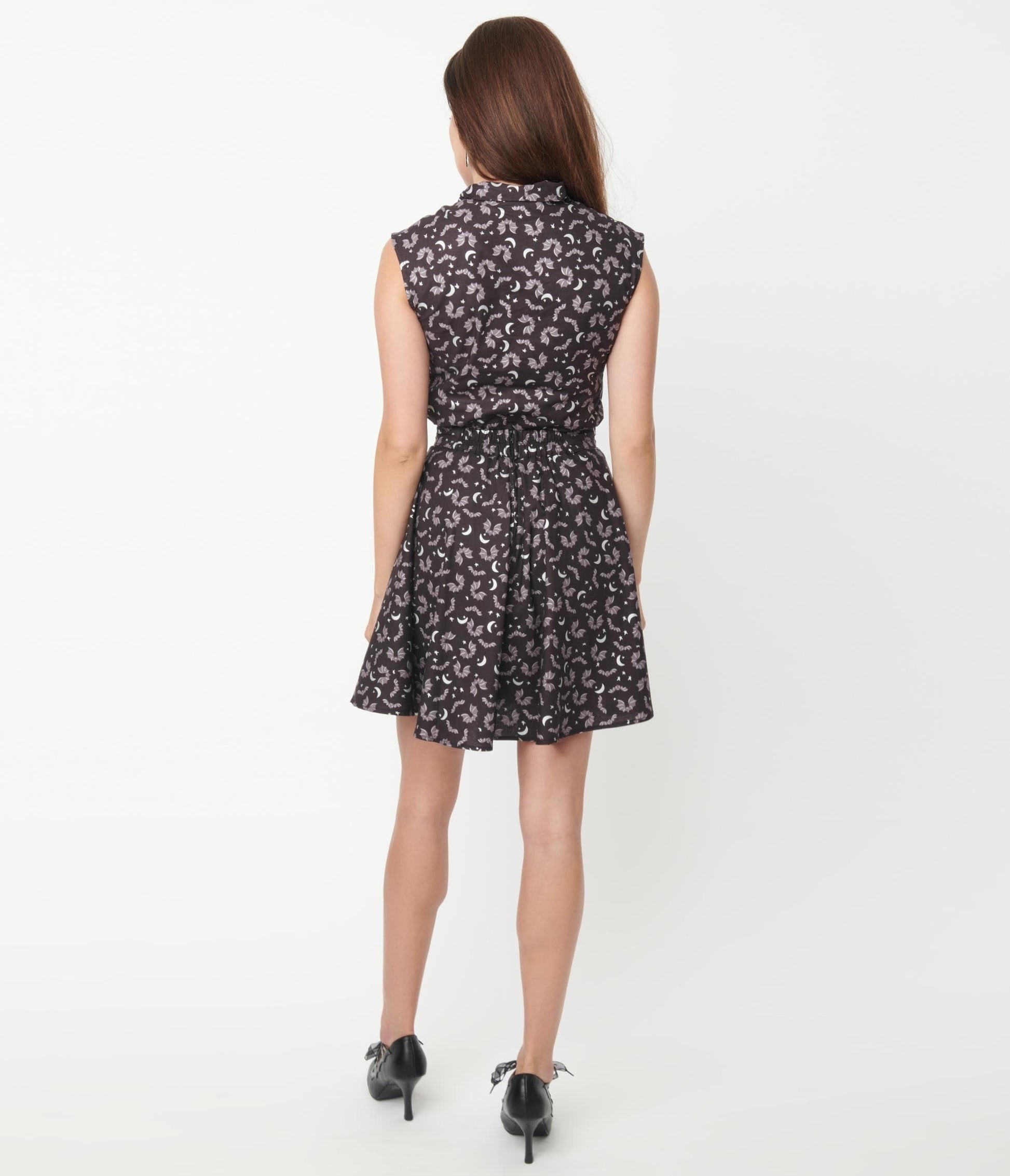 Retrolicious Black Batty Print Skater Skirt