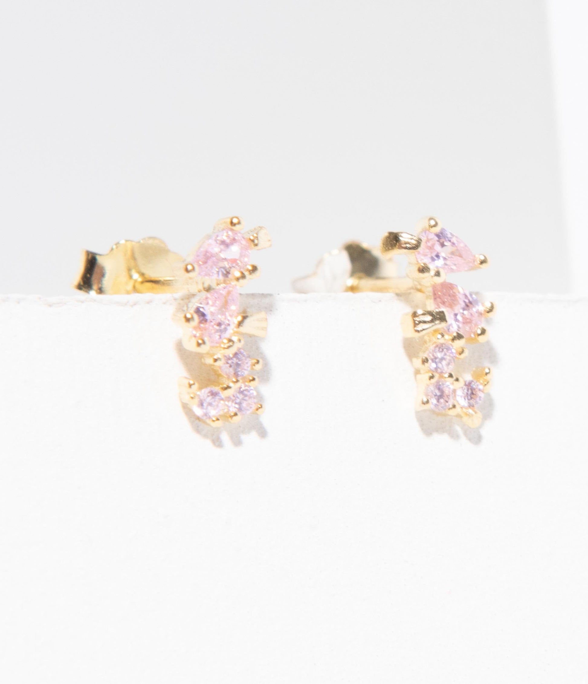 Unique Vintage Pink Seahorse Delicate Stud Earrings