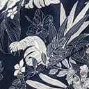 1950s Magnolia Place Navy Blue & White Hawaiian Print Moana Sarong Skirt