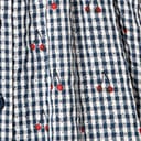 1950s Unique Vintage Navy Gingham & Cherry Print Maxine Swing Dress