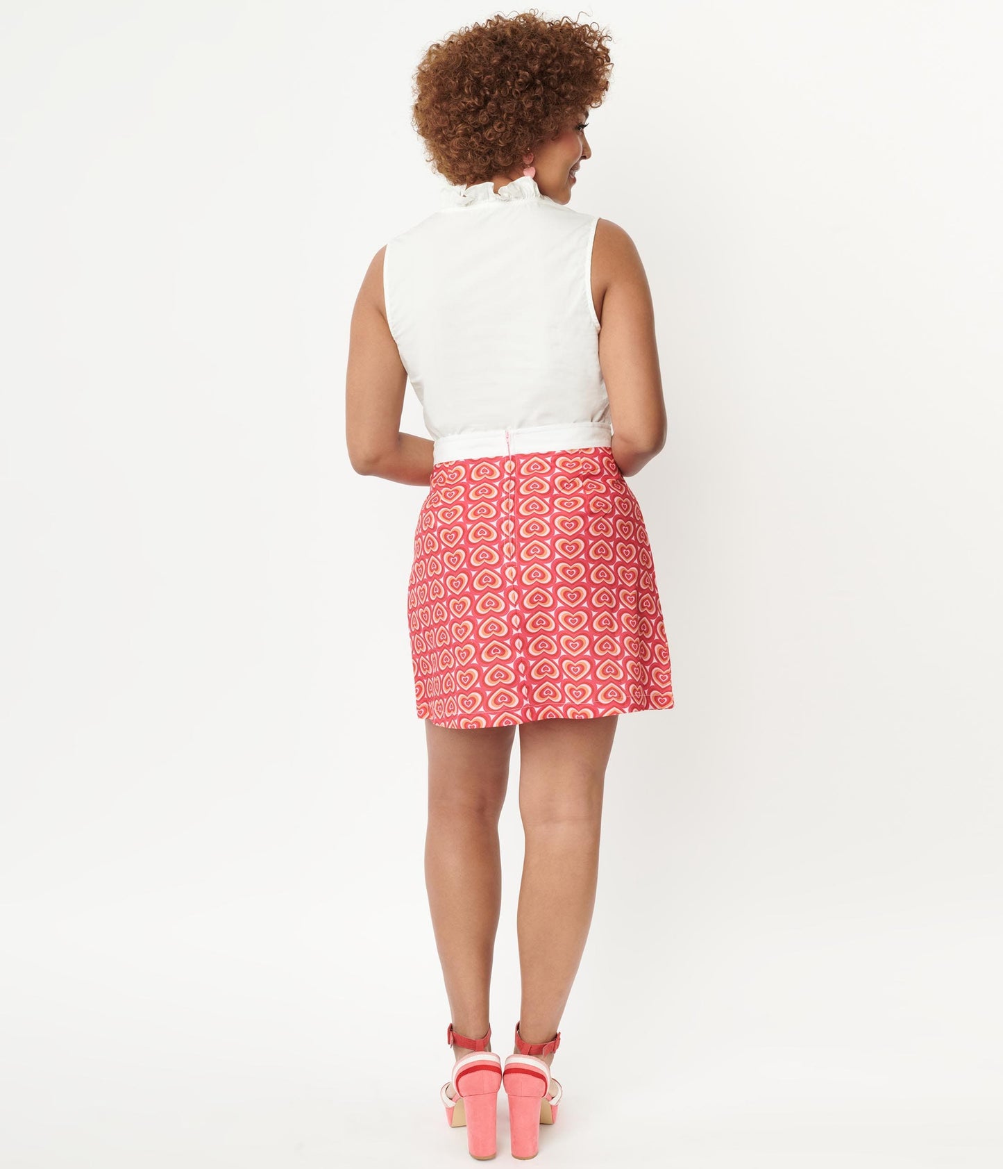 1960s Smak Parlour Pink Hypnotic Heart Mod Skirt