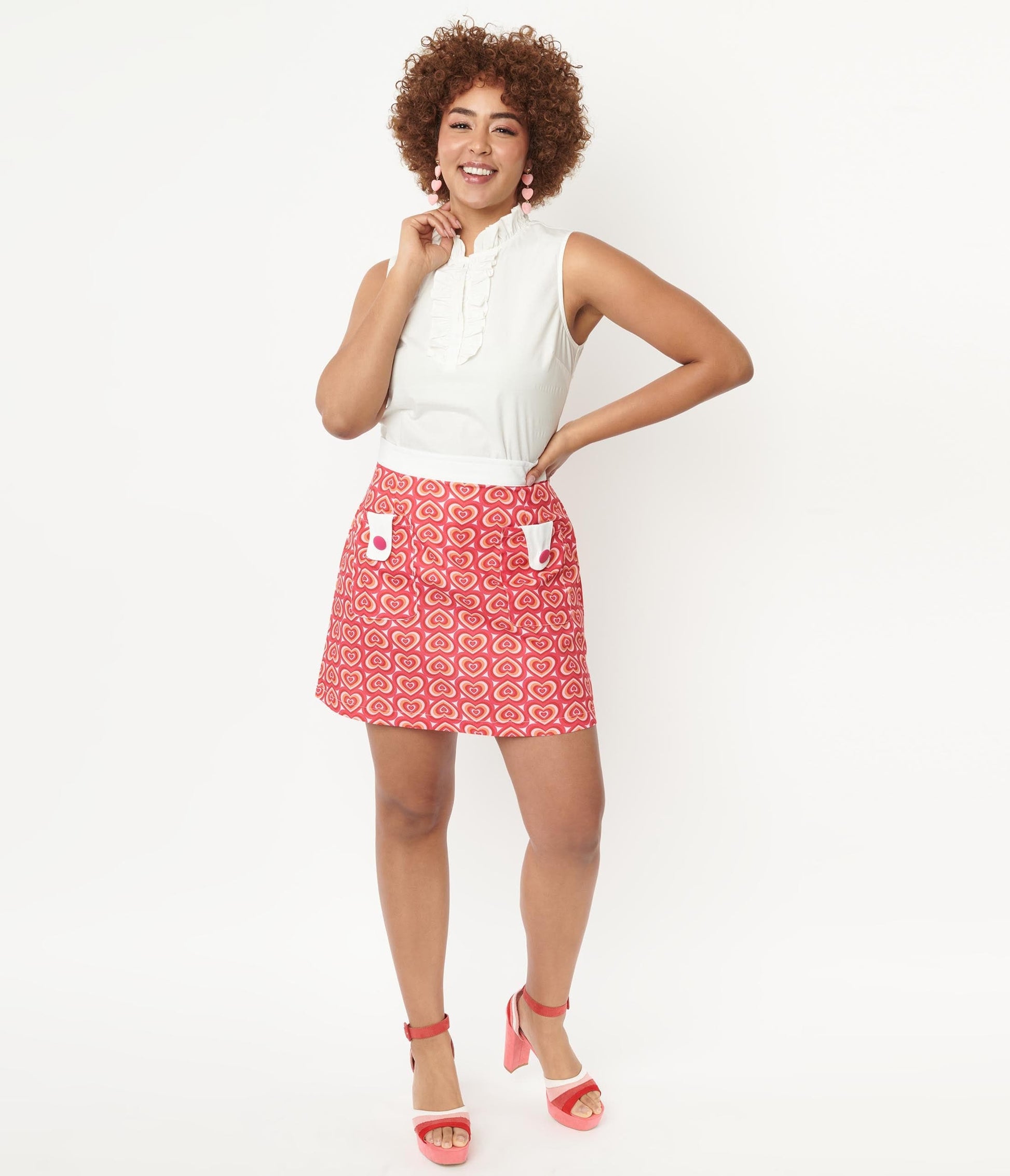 1960s Smak Parlour Pink Hypnotic Heart Mod Skirt
